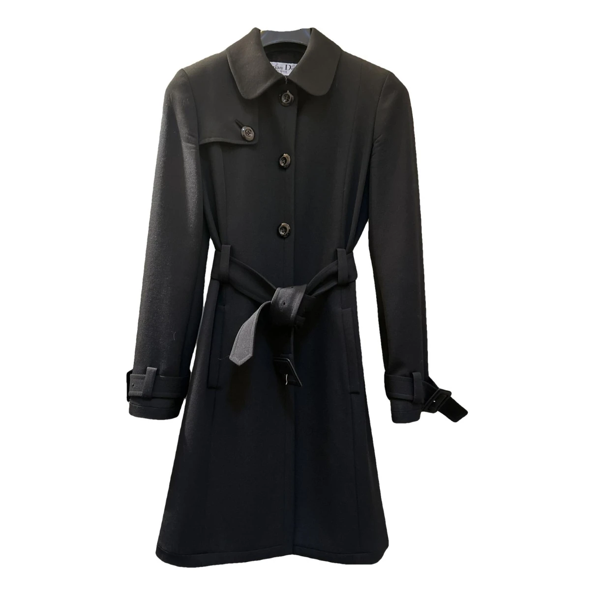 Pre-owned Dior Wool Trench Coat In Black