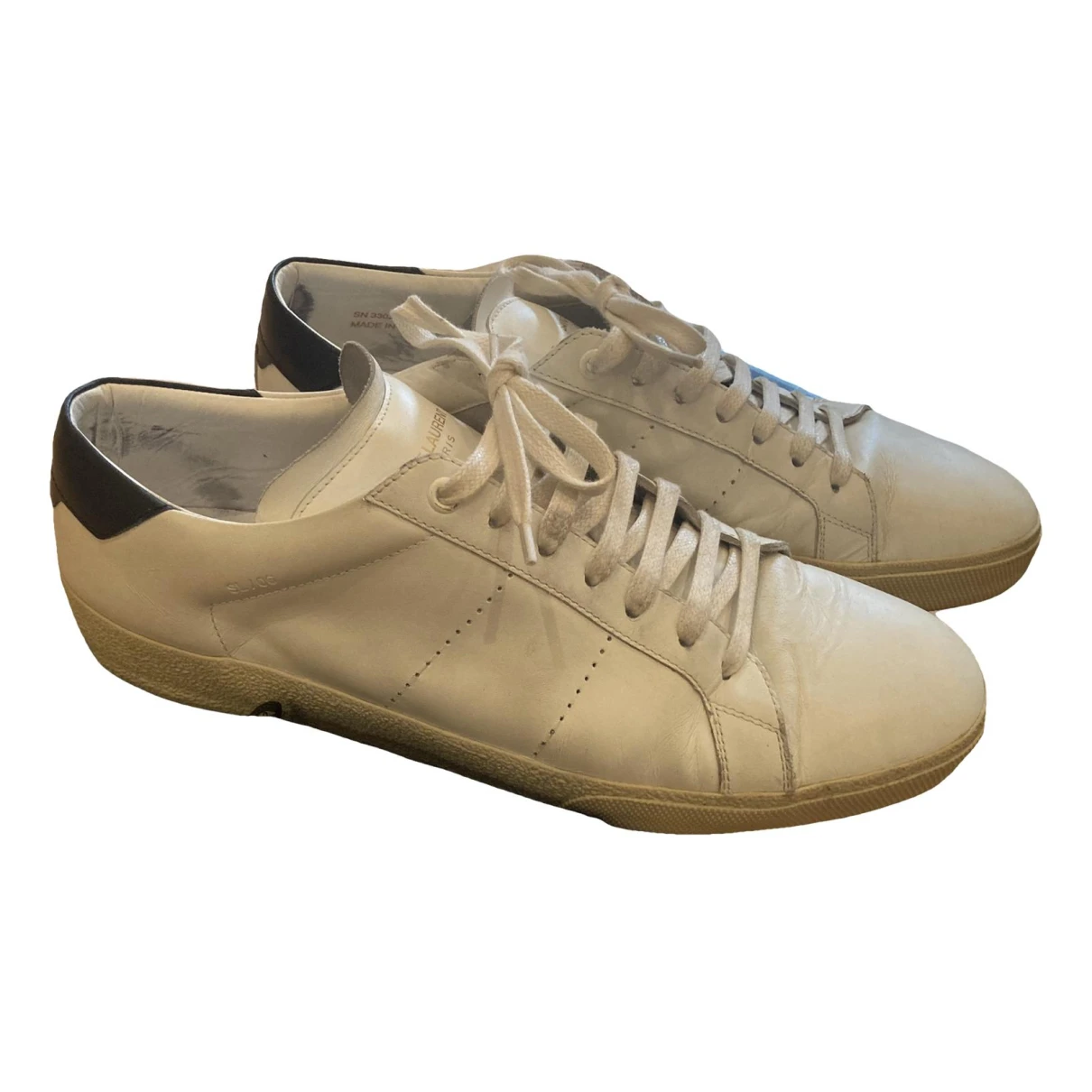 Pre-owned Saint Laurent Sl/06 Leather Trainers In White