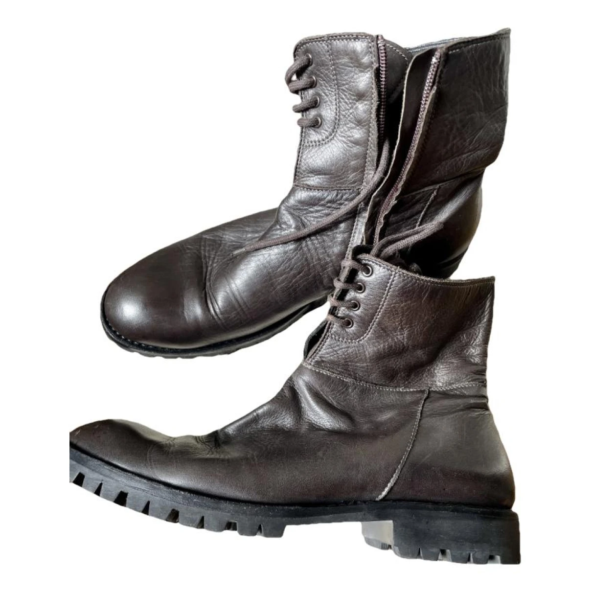 Pre-owned Yohji Yamamoto Leather Boots In Brown