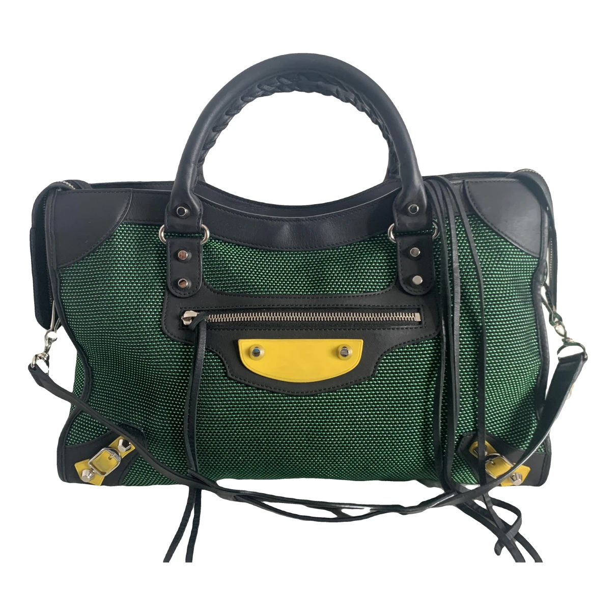Pre-owned Balenciaga City Cloth Handbag In Green