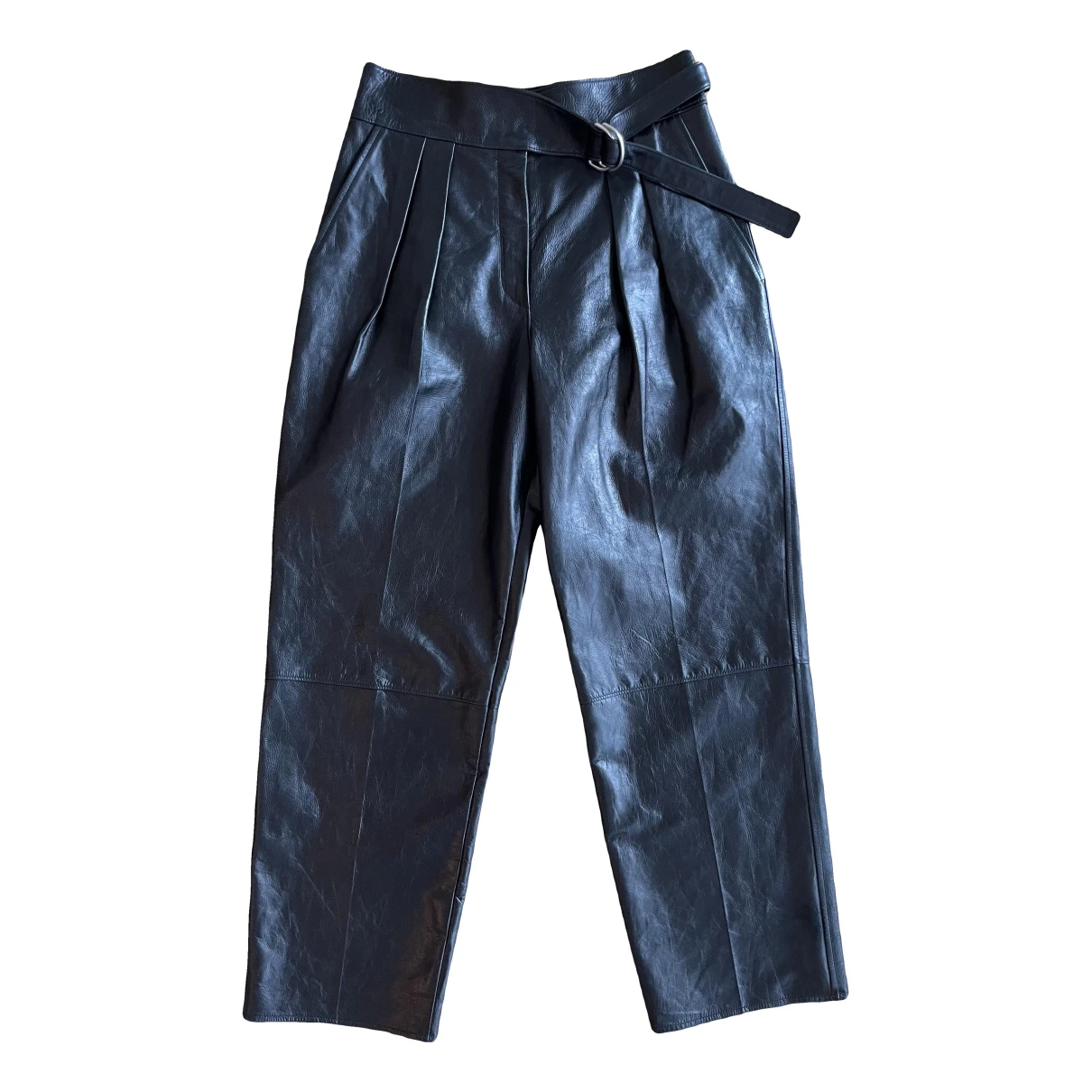 Pre-owned Jil Sander Leather Carot Pants In Black