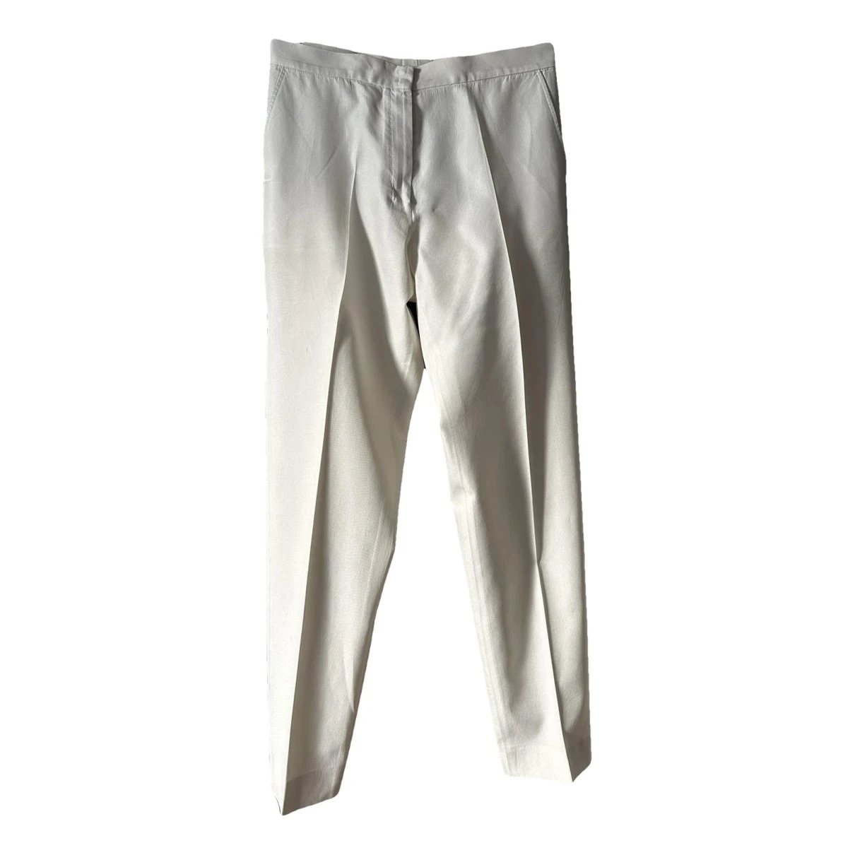 Pre-owned Saint Laurent Silk Trousers In Ecru