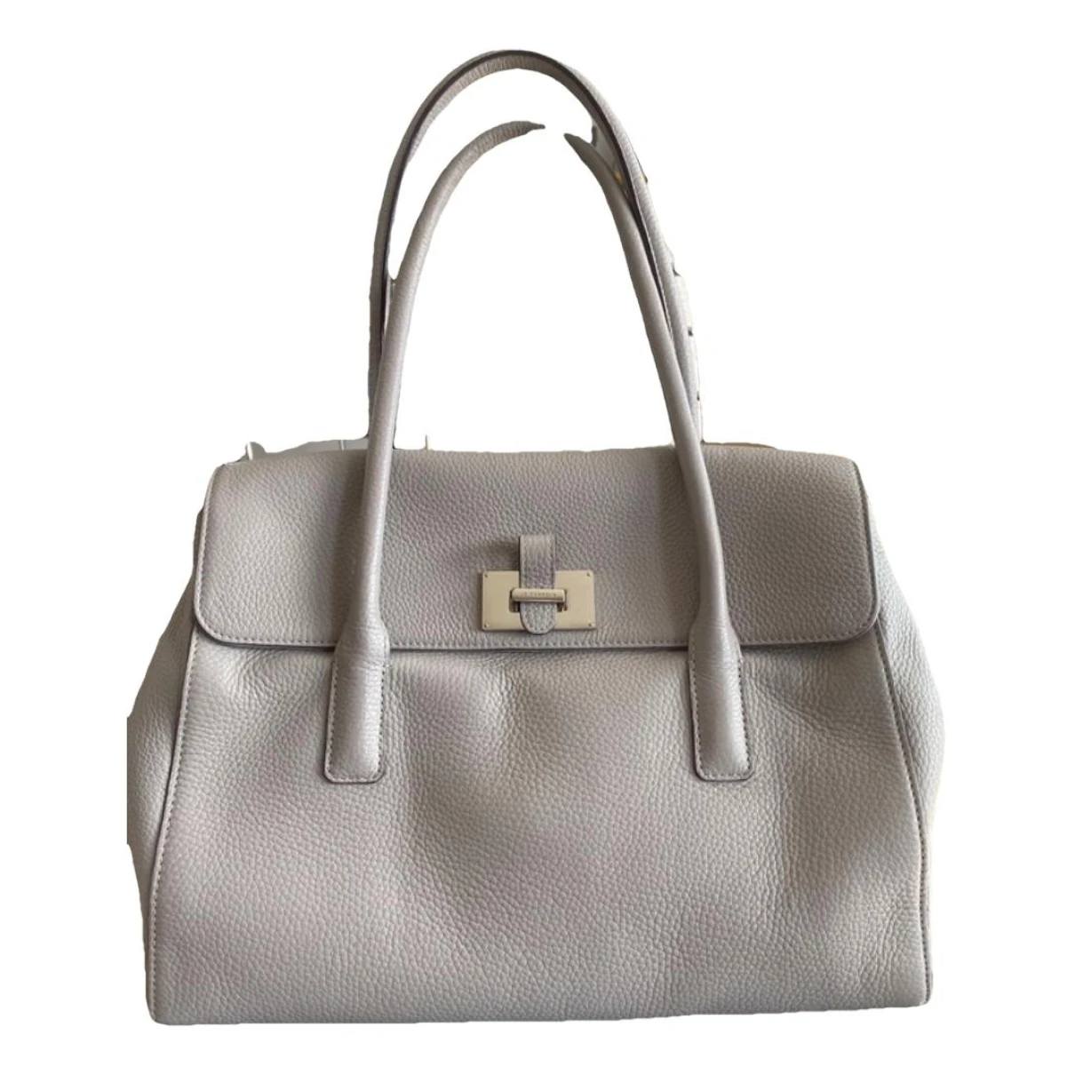 Pre-owned Le Tanneur Leather Handbag In Grey