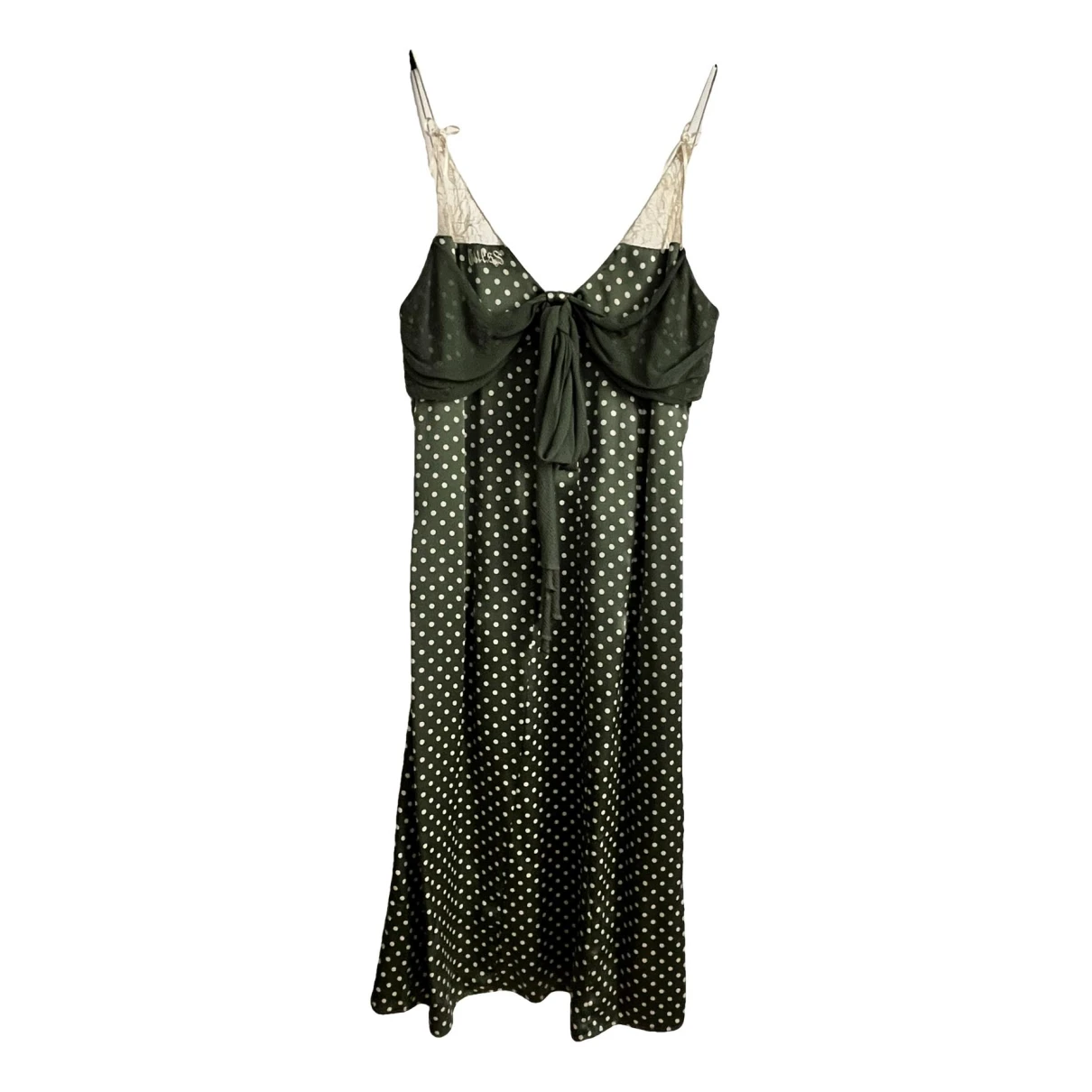 Pre-owned Guess Silk Mid-length Dress In Green
