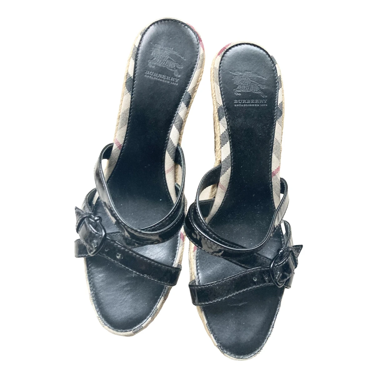 Pre-owned Burberry Cloth Mules In Black