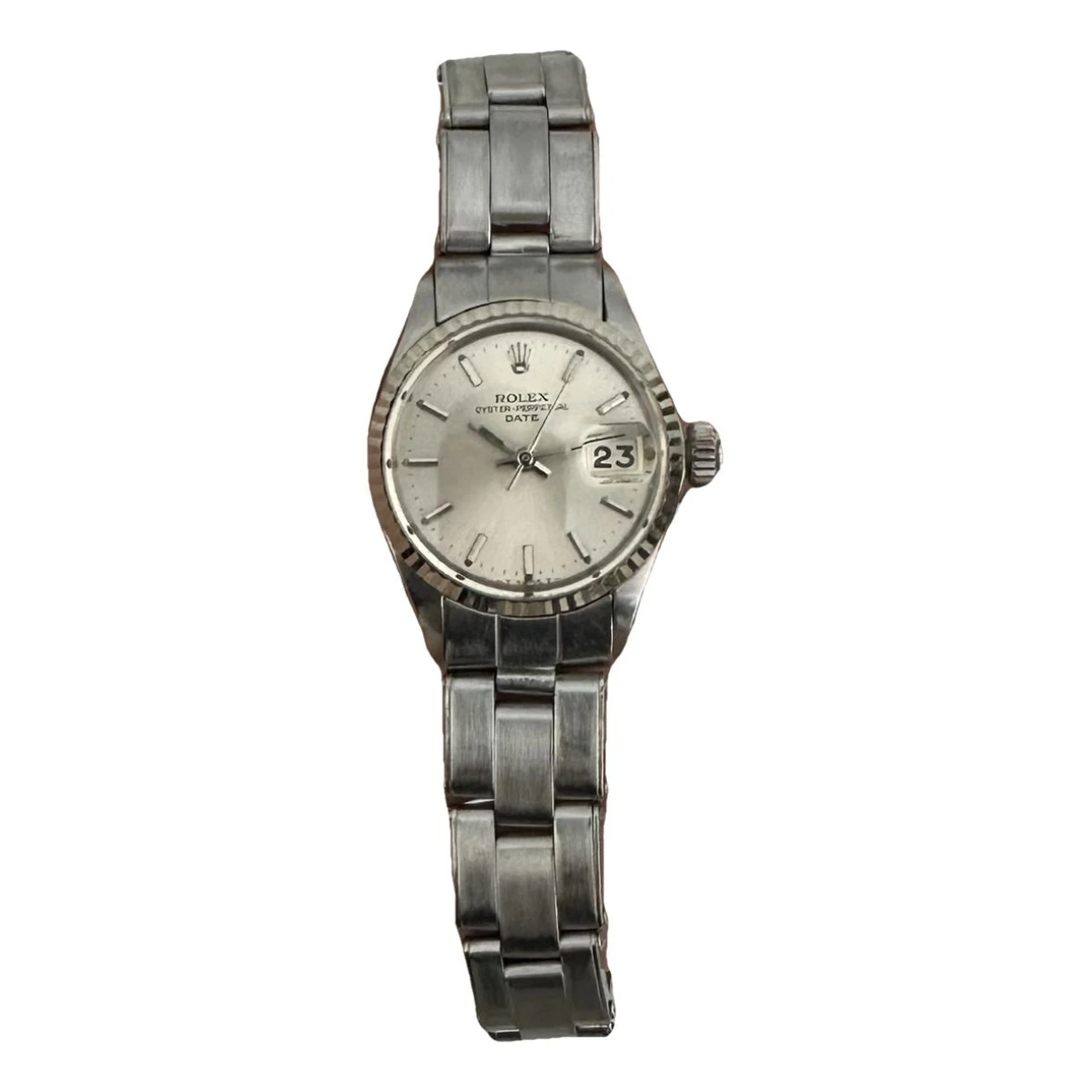 Pre-owned Rolex Lady Oyster Perpetual 24mm Watch In Grey