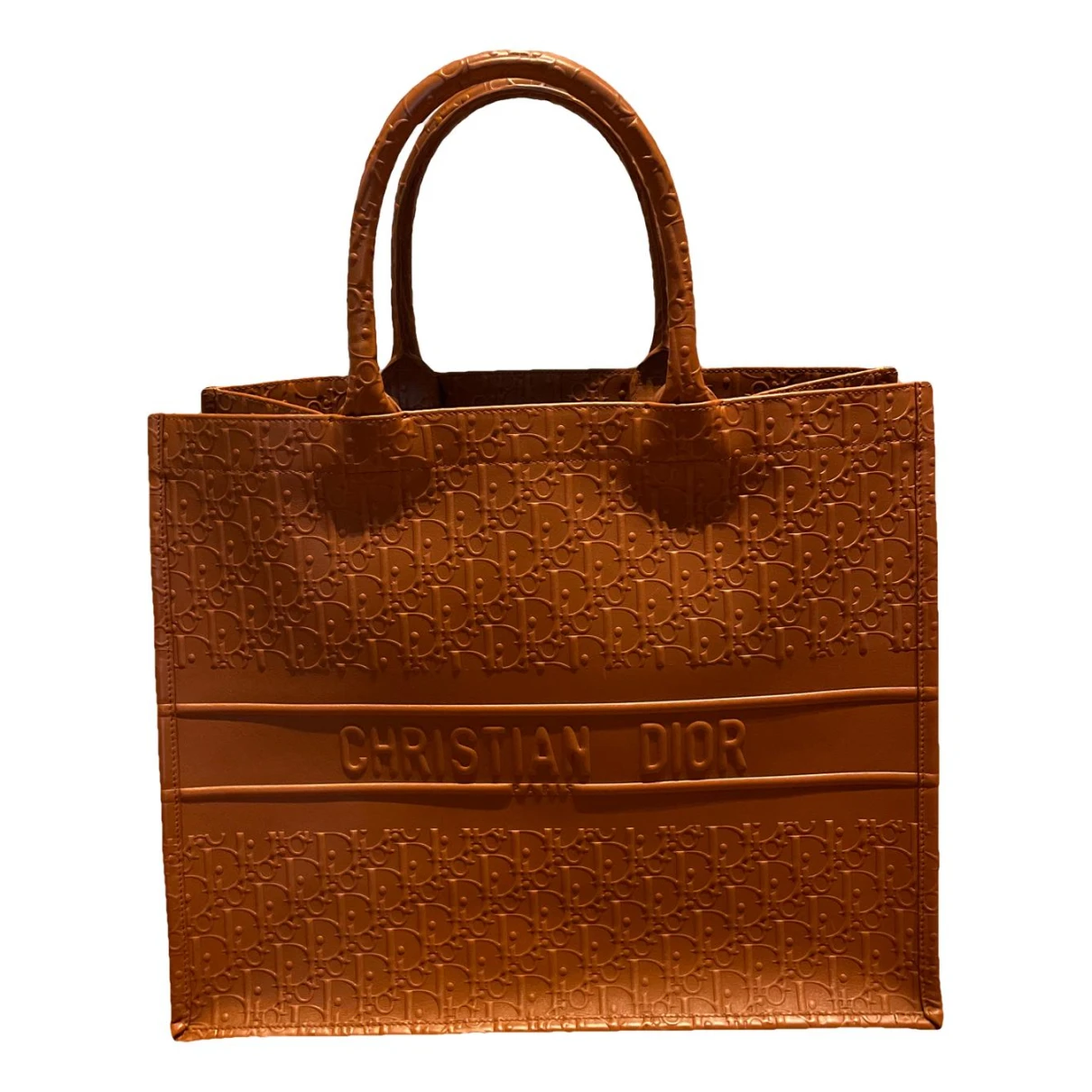 Pre-owned Dior Book Tote Leather Tote In Camel