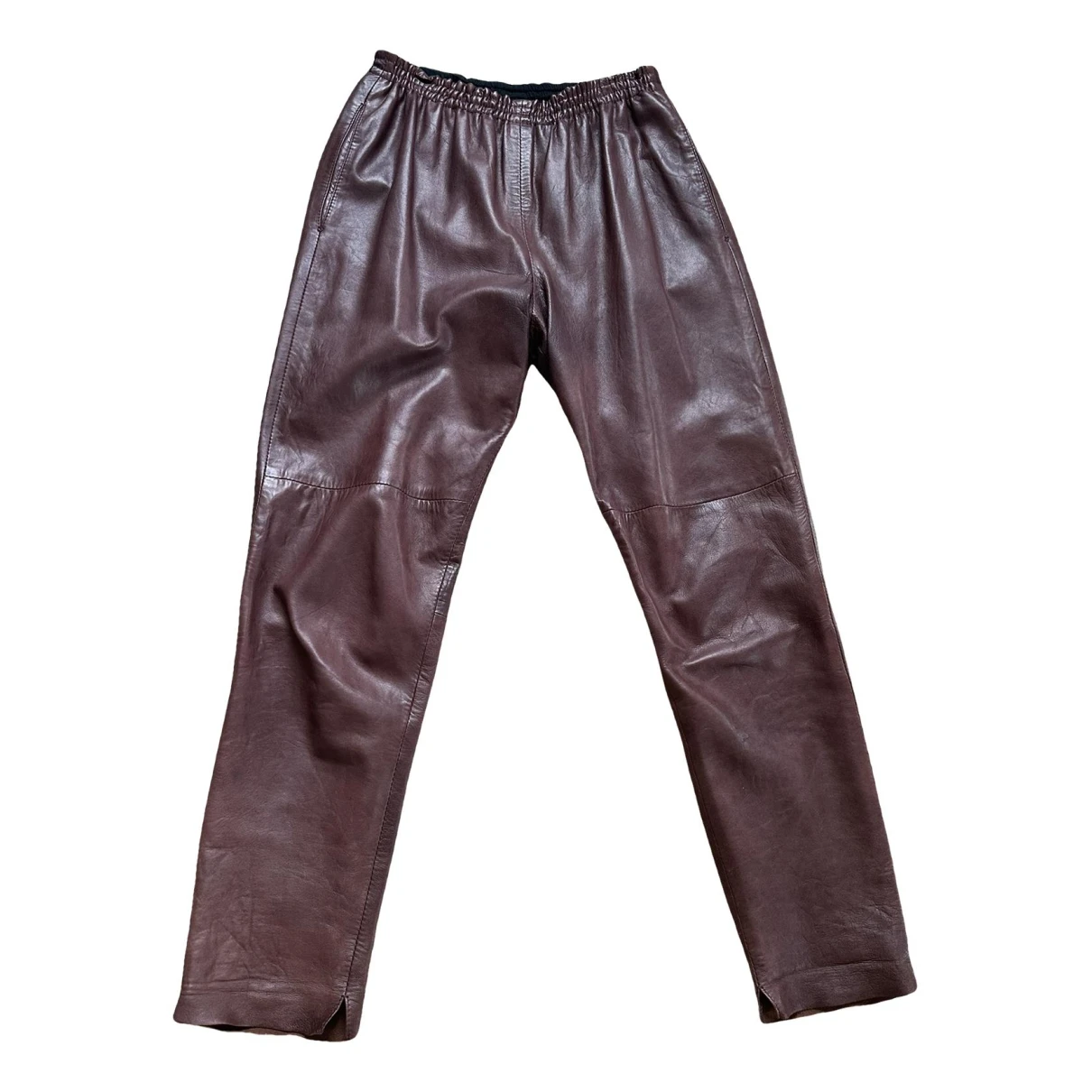 Pre-owned Forte Forte Leather Trousers In Burgundy