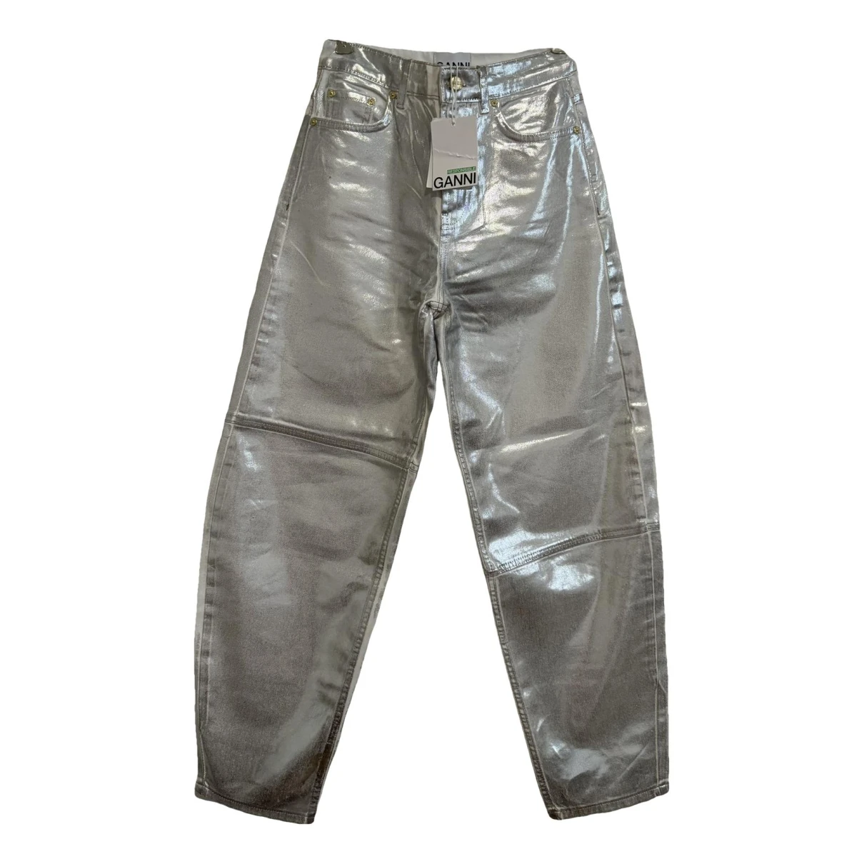 Pre-owned Ganni Jeans In Silver