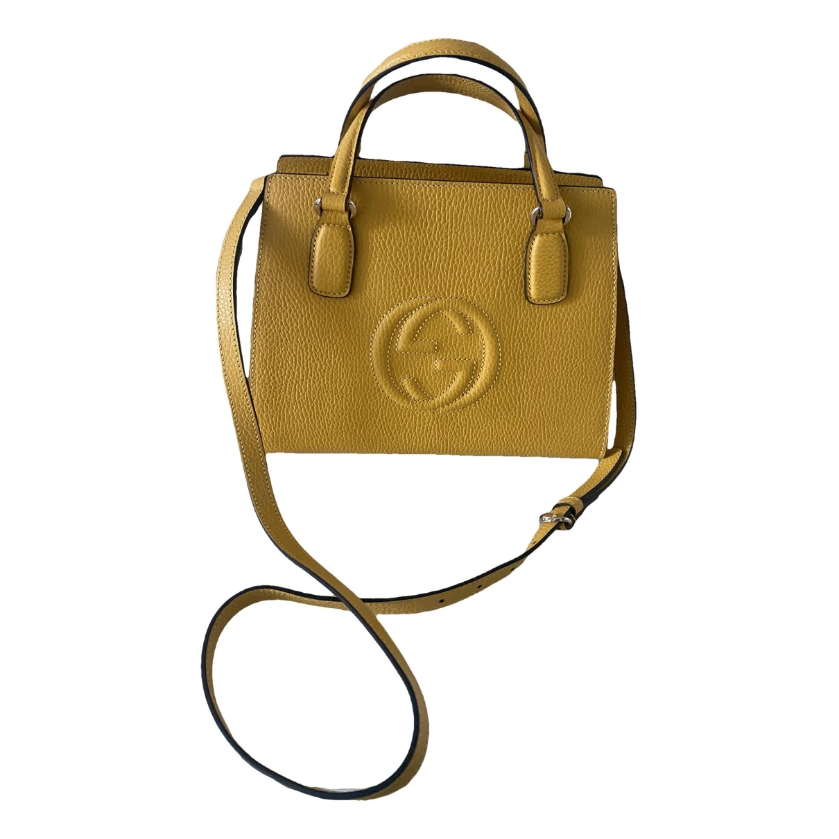 Pre-owned Gucci Soho Leather Tote In Yellow