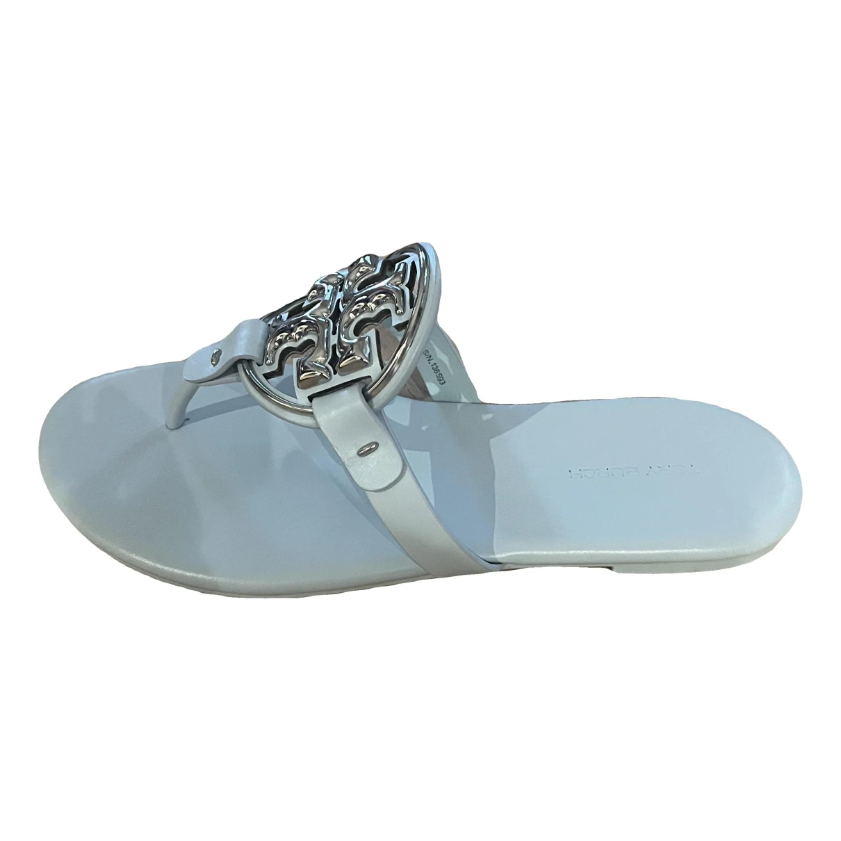 Pre-owned Tory Burch Leather Flip Flops In Blue