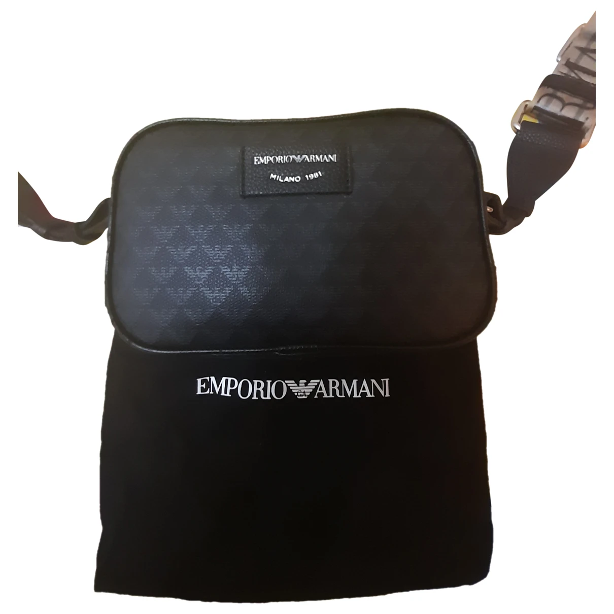 Pre-owned Emporio Armani Leather Crossbody Bag In Black