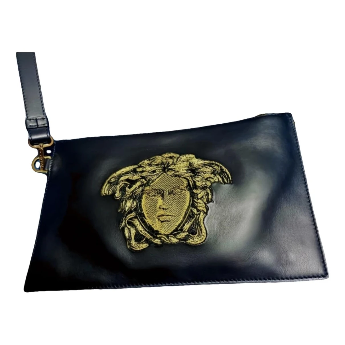 Pre-owned Versace La Medusa Leather Handbag In Black