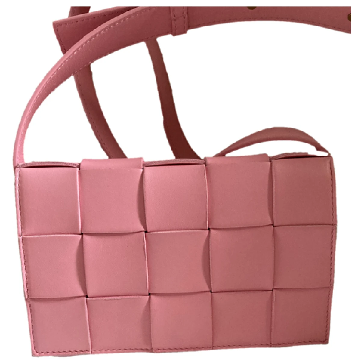 Pre-owned Bottega Veneta Cassette Leather Crossbody Bag In Pink