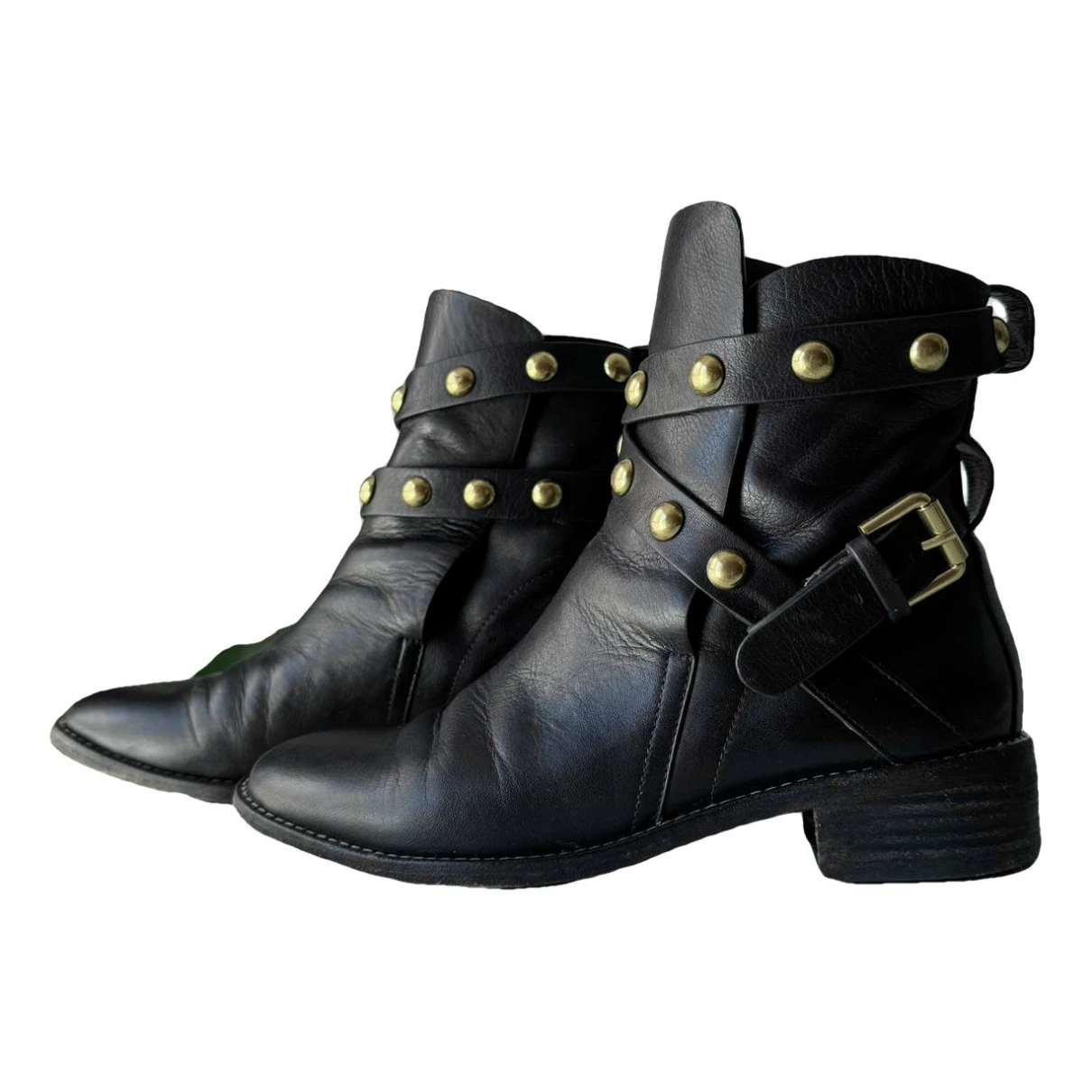 Pre-owned See By Chloé Leather Biker Boots In Black
