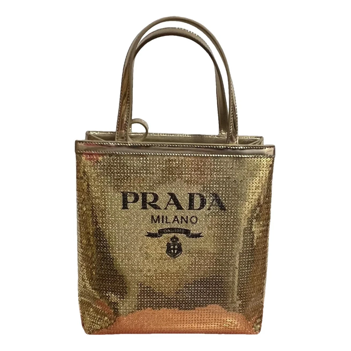Pre-owned Prada Glitter Handbag In Gold