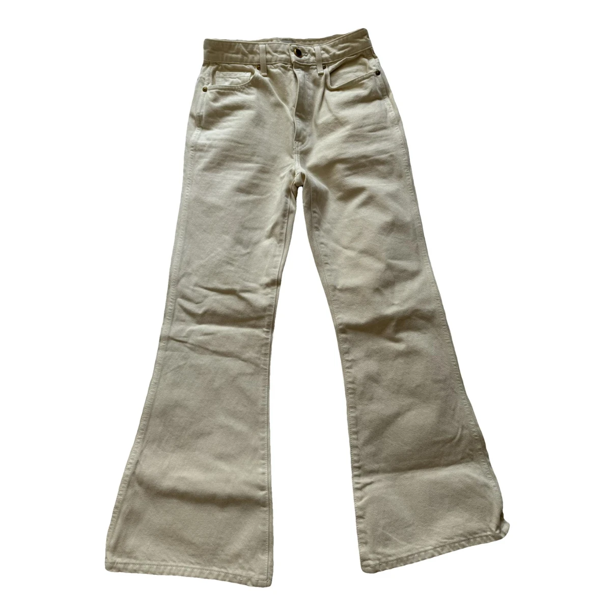 Pre-owned Khaite Bootcut Jeans In Ecru