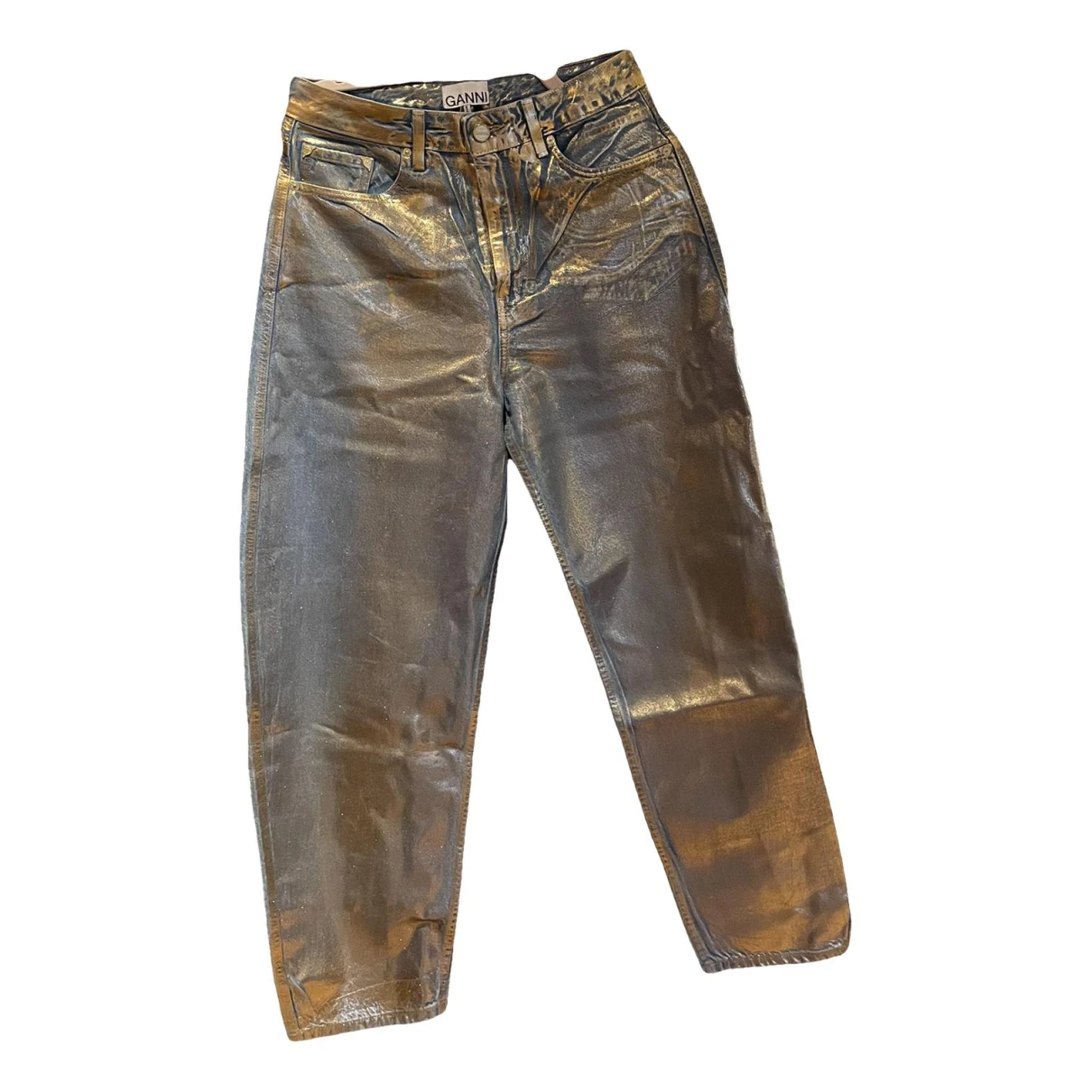 Pre-owned Ganni Jeans In Gold