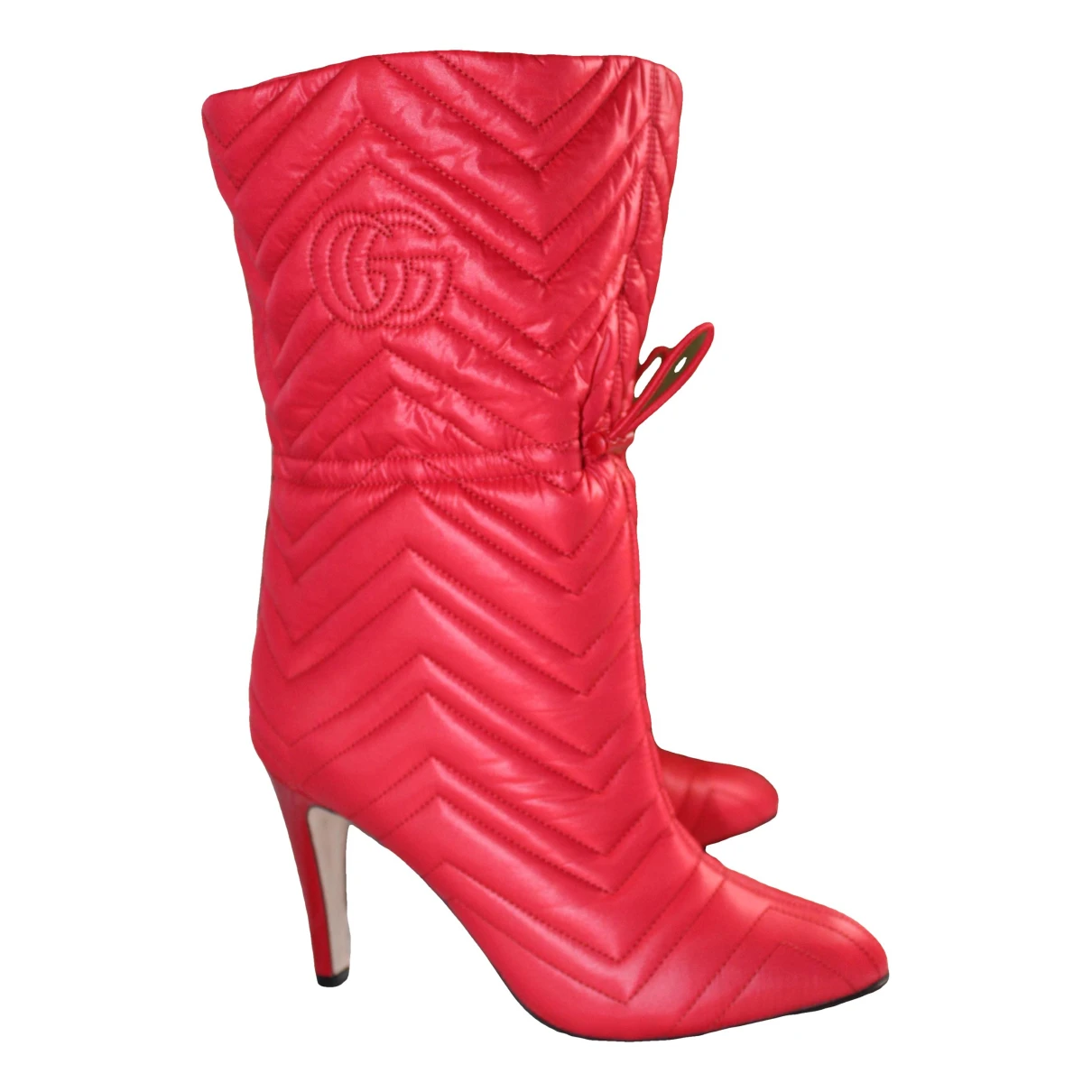 Pre-owned Gucci Marmont Cloth Boots In Red