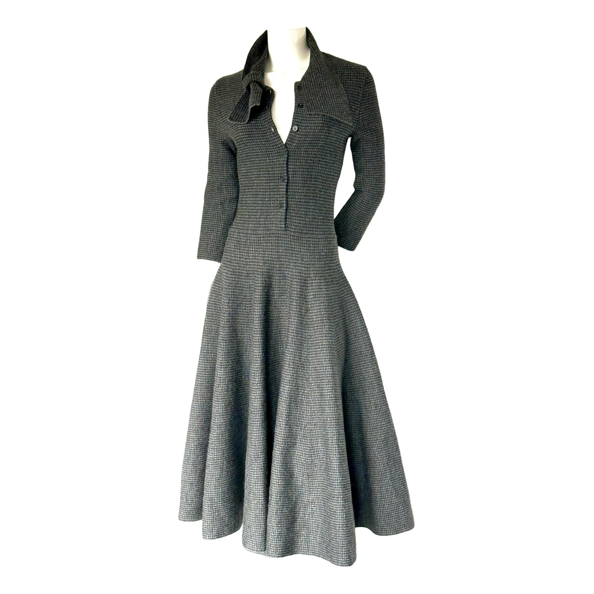 Pre-owned Dior Wool Maxi Dress In Grey