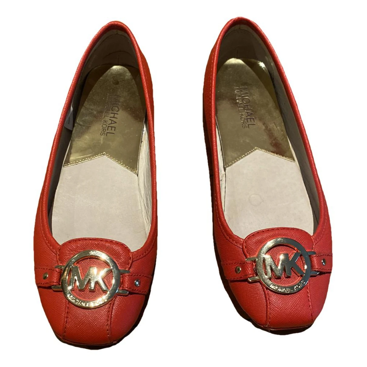 Pre-owned Michael Kors Leather Ballet Flats In Red
