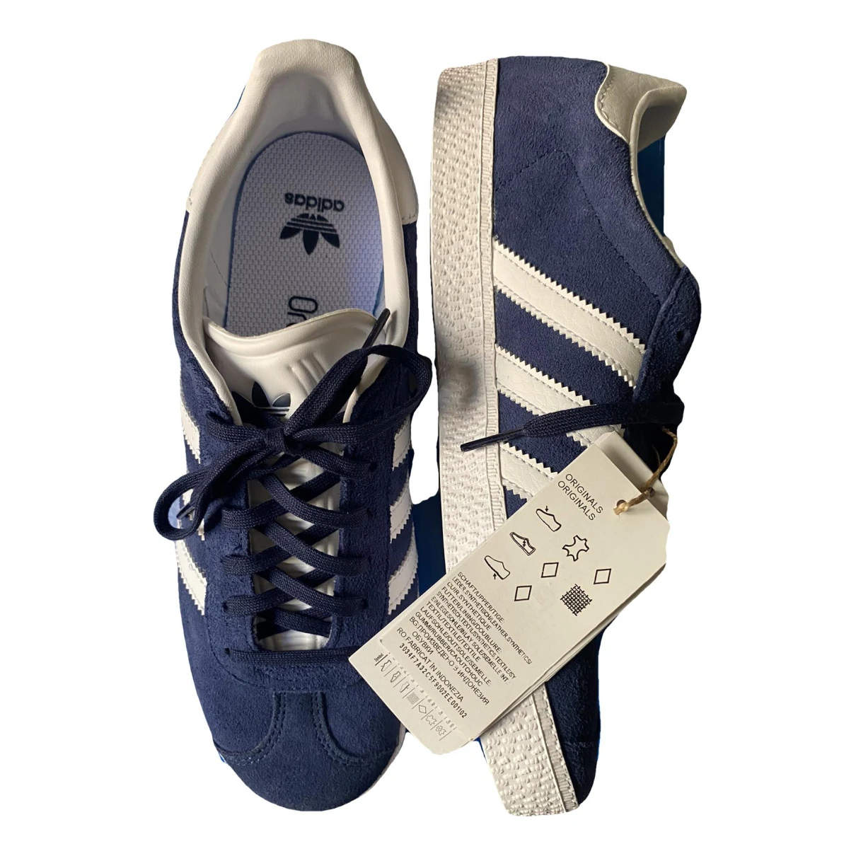 Pre-owned Adidas Originals Gazelle Leather Trainers In Blue