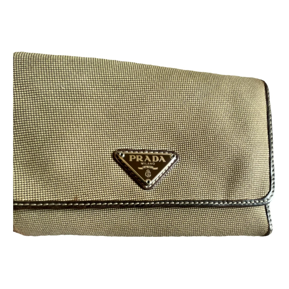Pre-owned Prada Tessuto Cloth Wallet In Brown