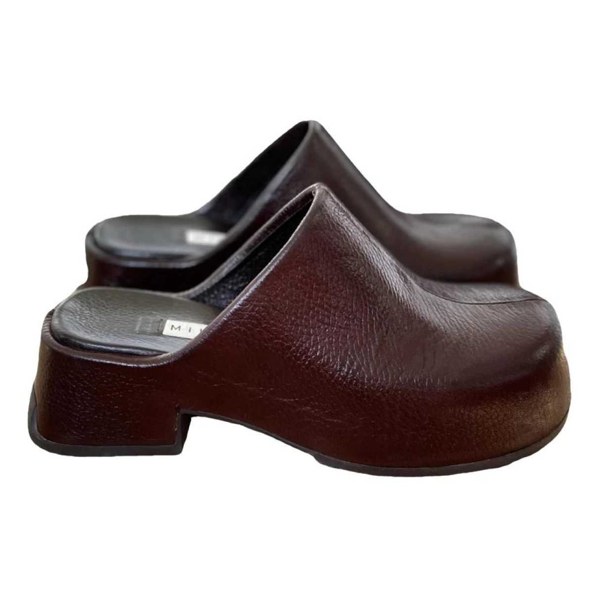 Pre-owned Miista Leather Mules & Clogs In Brown