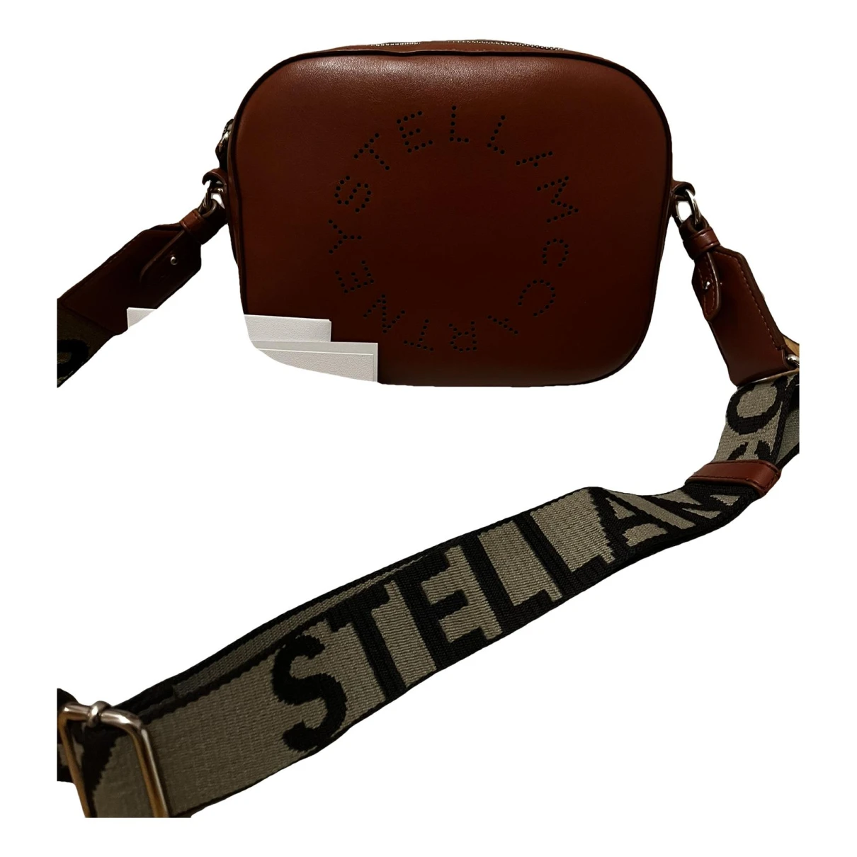 Pre-owned Stella Mccartney Logo Vegan Leather Crossbody Bag In Brown