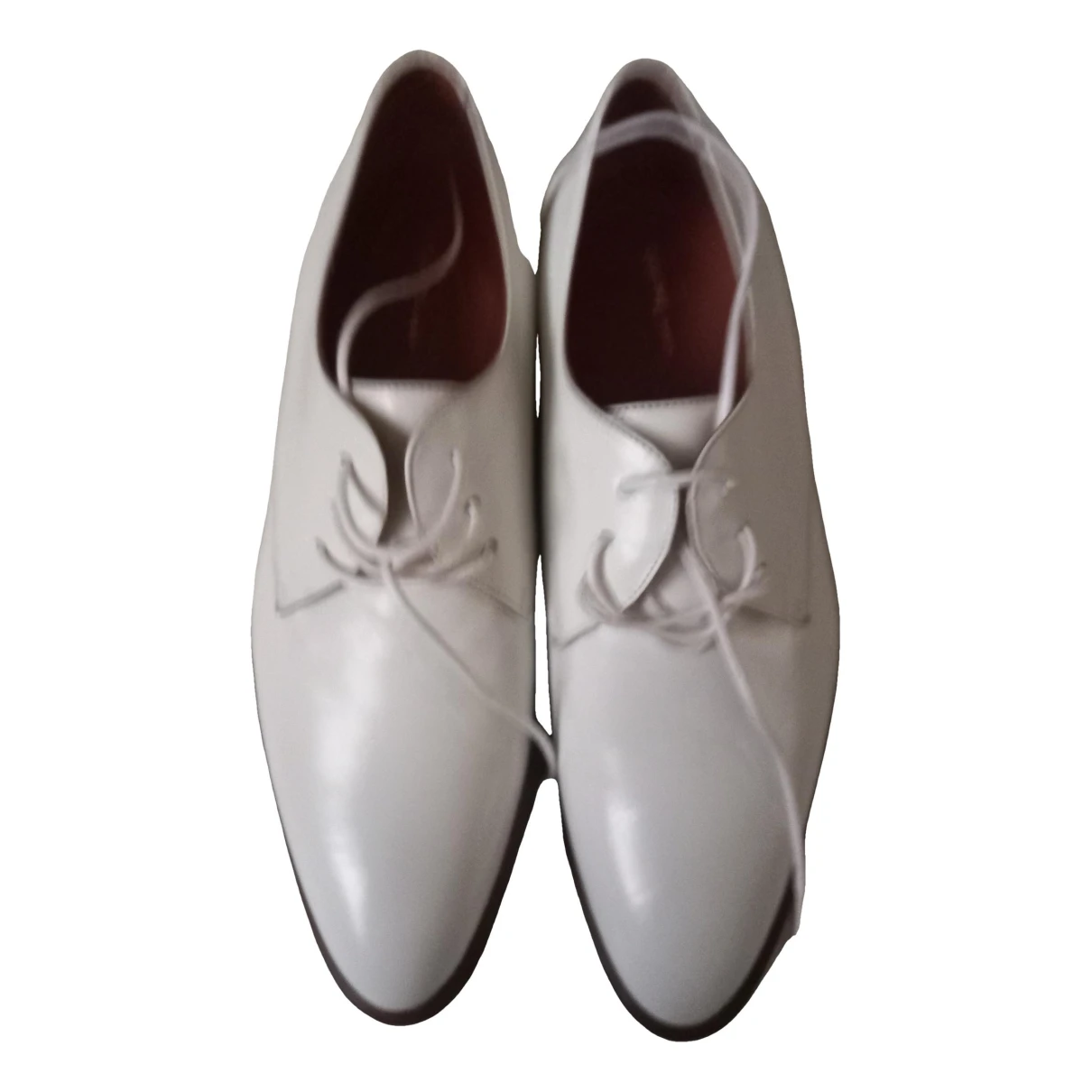Pre-owned Celine Leather Lace Ups In White