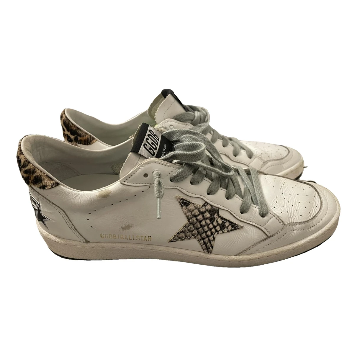 Pre-owned Golden Goose Ball Star Leather Trainers In White
