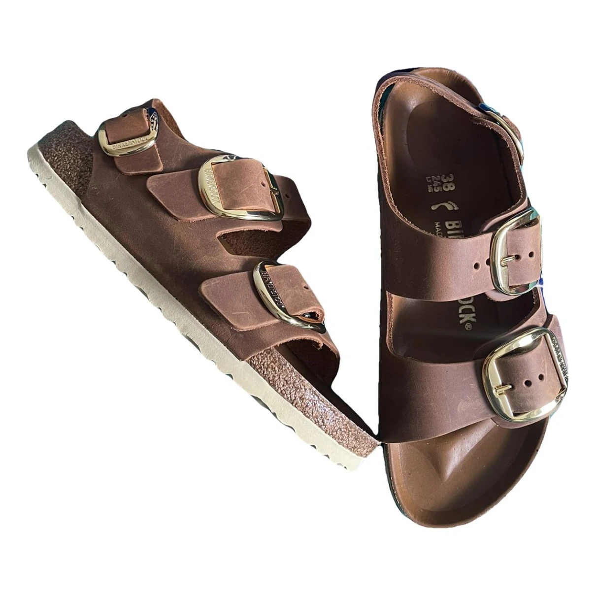 Pre-owned Birkenstock Leather Sandal In Brown