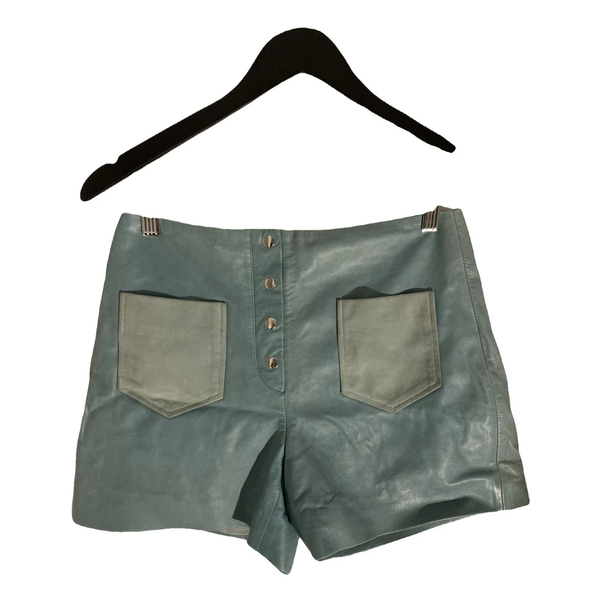 Pre-owned Yves Salomon Leather Shorts In Blue