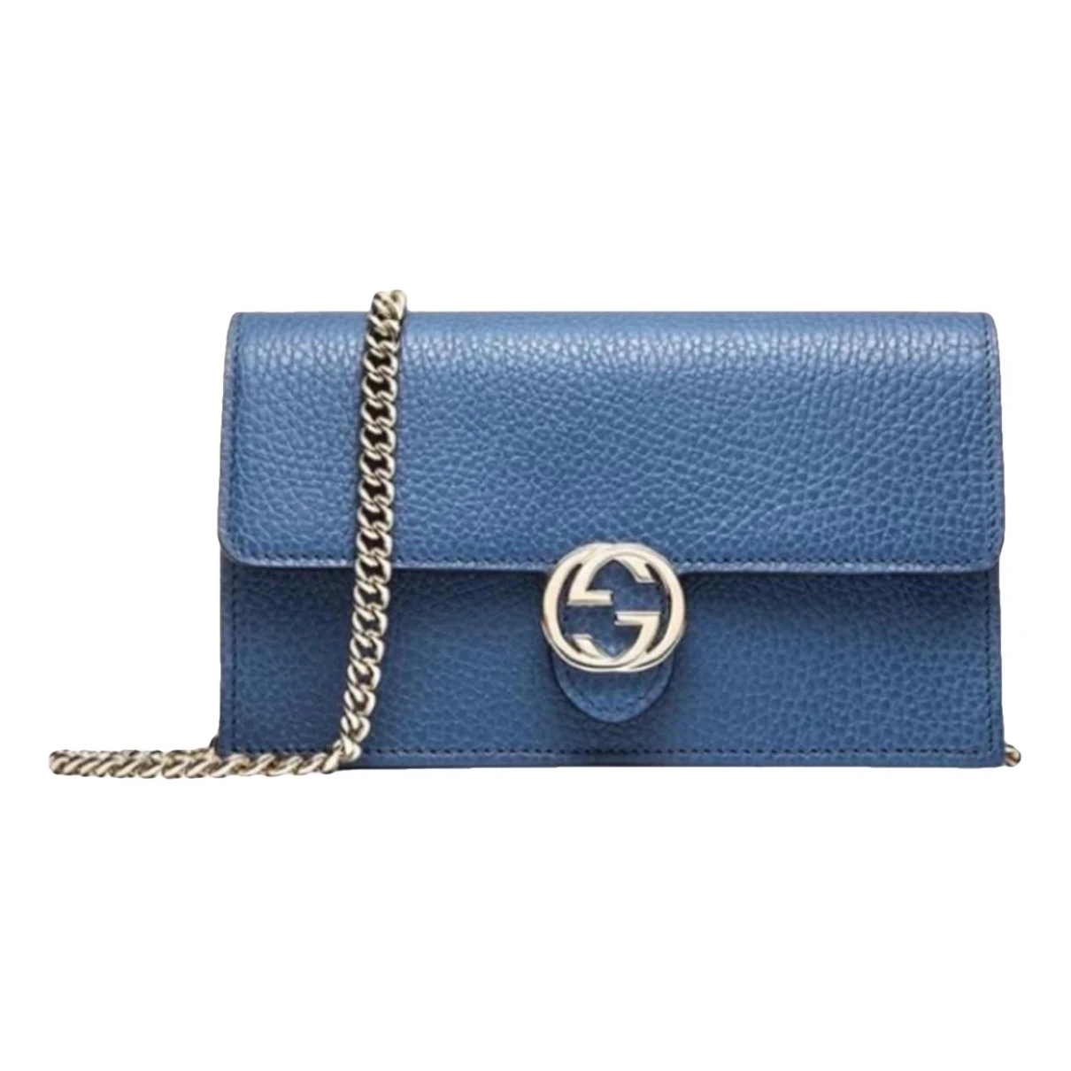 Pre-owned Gucci Interlocking Leather Crossbody Bag In Blue