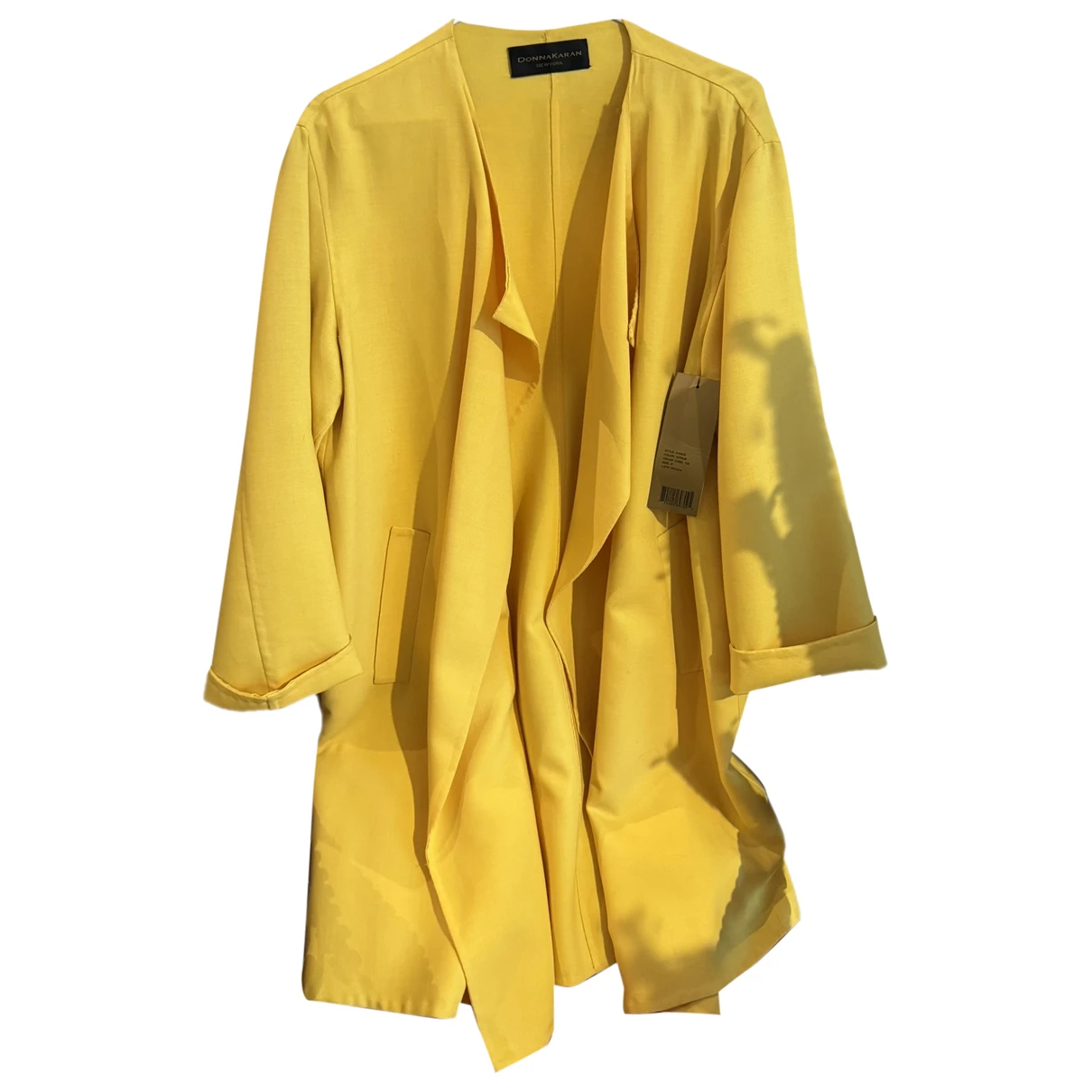 Pre-owned Donna Karan Wool Trench Coat In Yellow