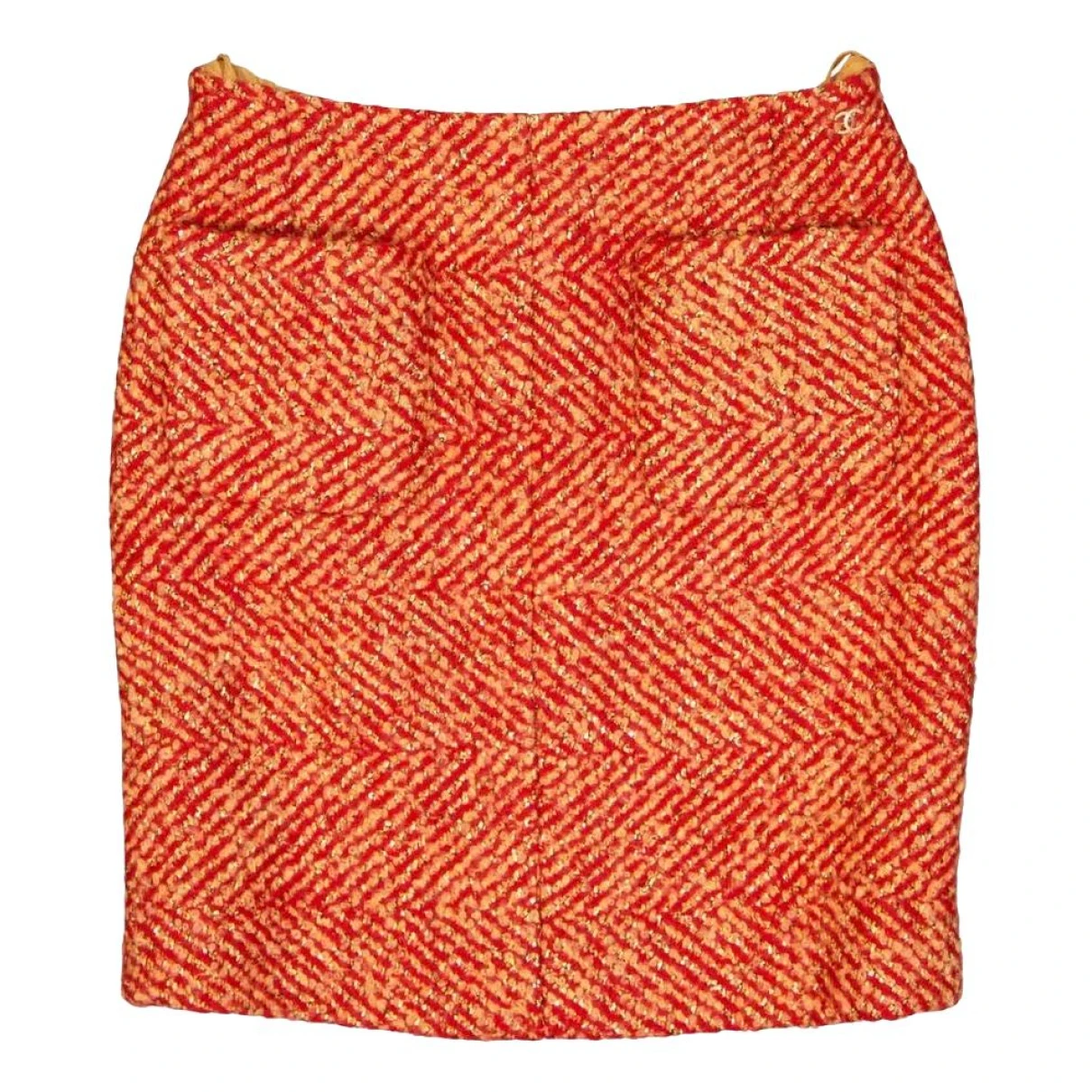 Pre-owned Chanel Tweed Mini Skirt In Orange