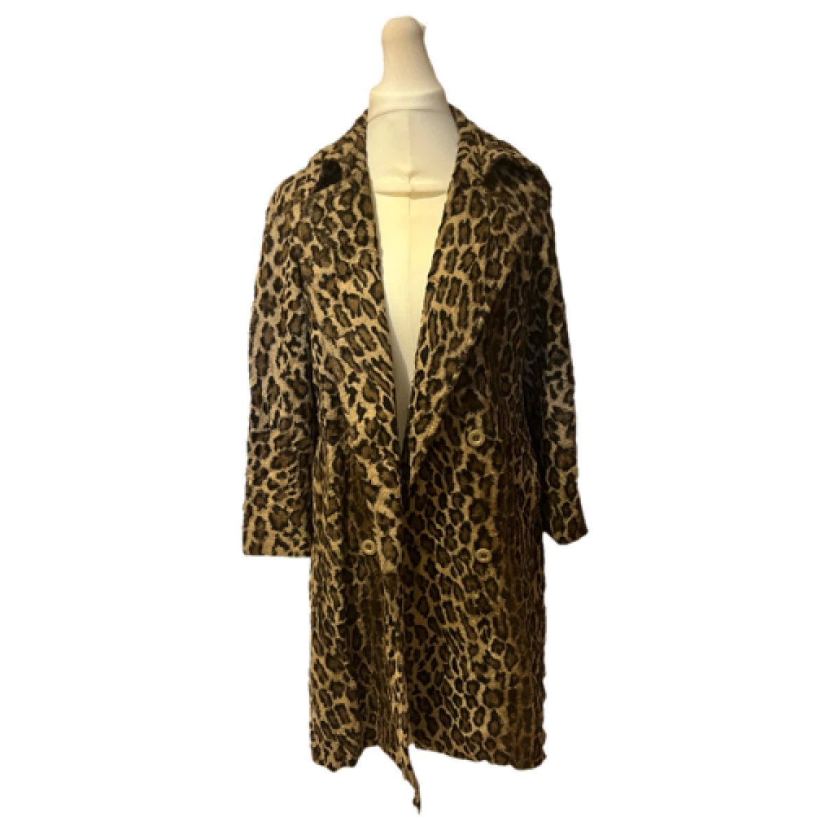 Pre-owned Dolce & Gabbana Faux Fur Trench Coat In Multicolour