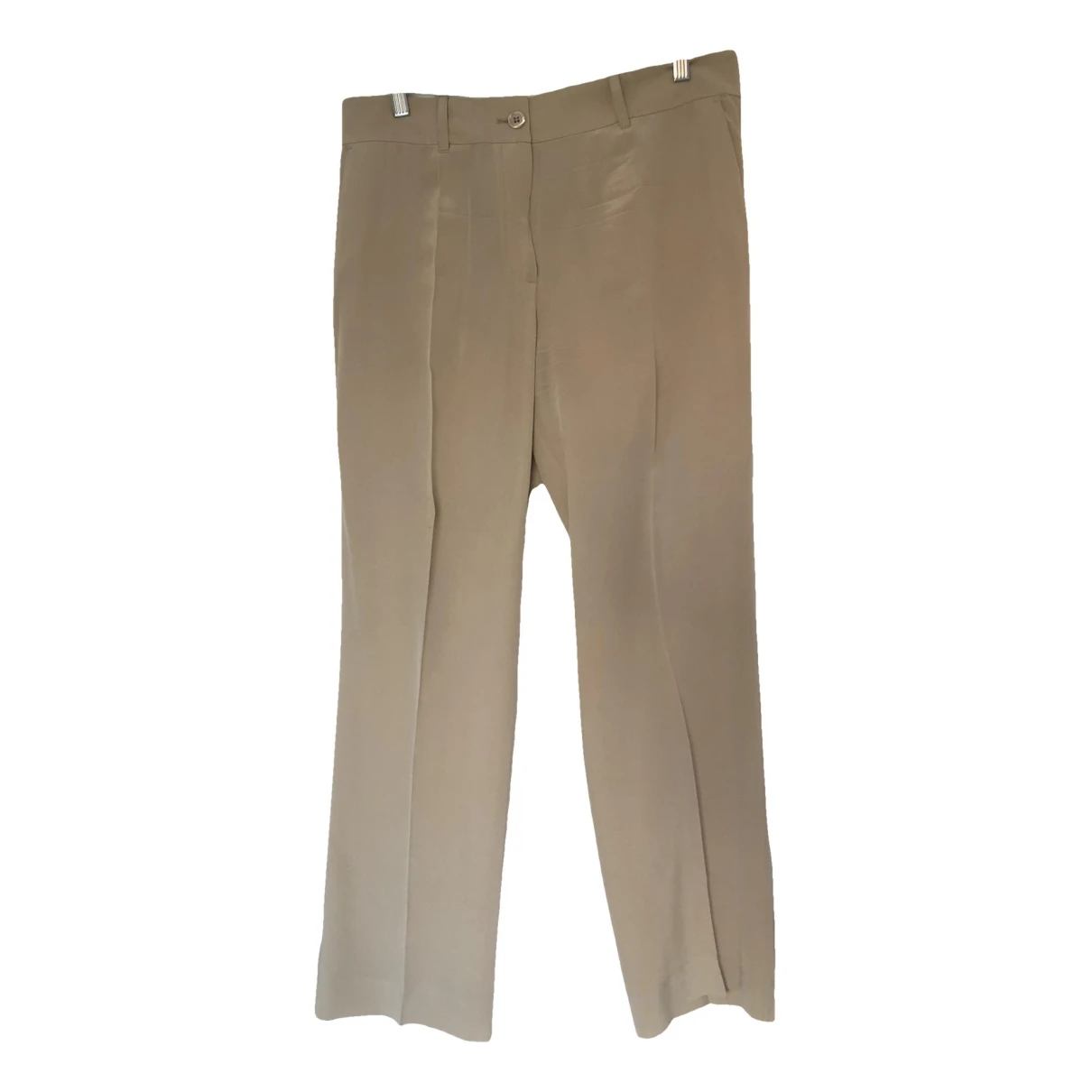 Pre-owned Equipment Silk Straight Pants In Beige