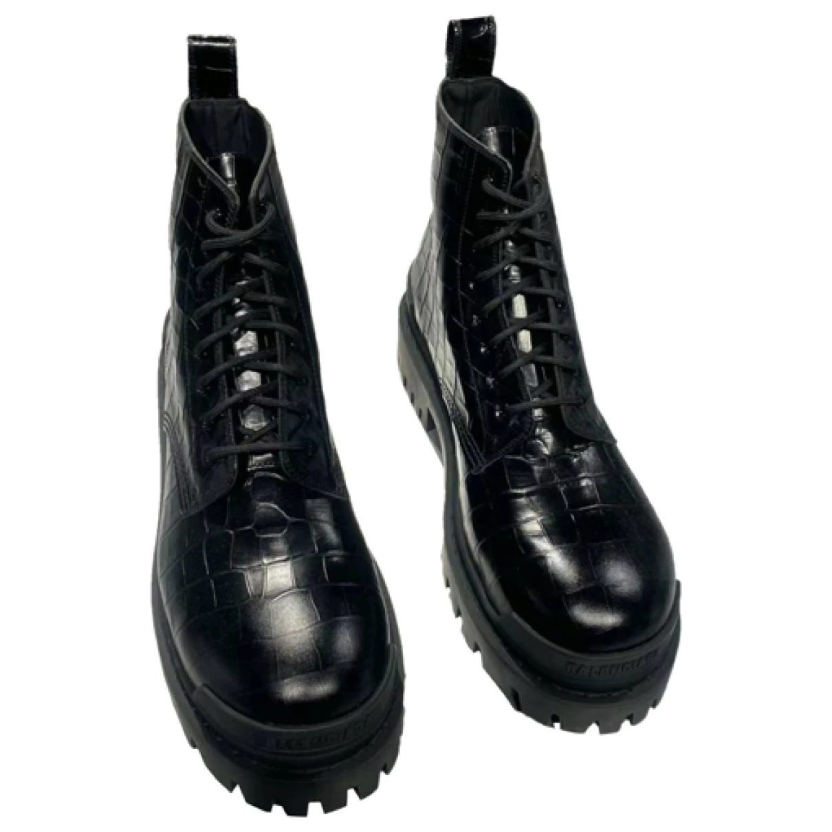 Pre-owned Balenciaga Strike Leather Boots In Black