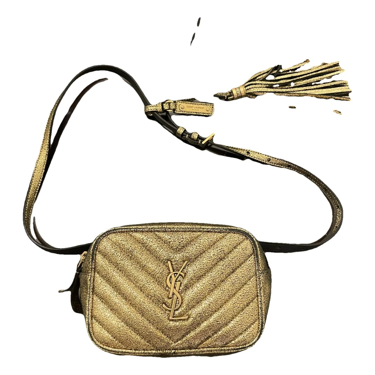 Pre-owned Saint Laurent Leather Crossbody Bag In Gold