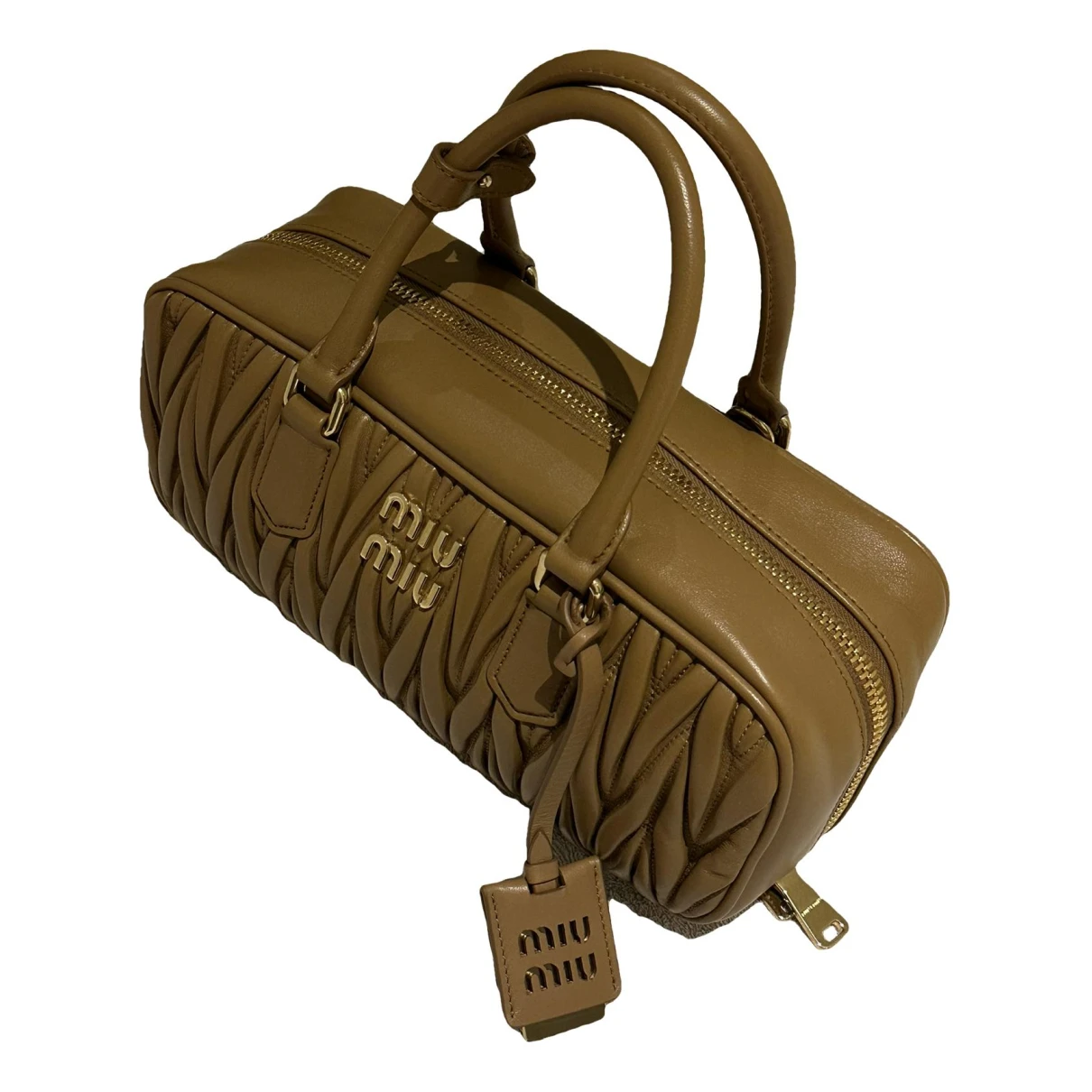 Pre-owned Miu Miu Arcadie Leather Handbag In Brown