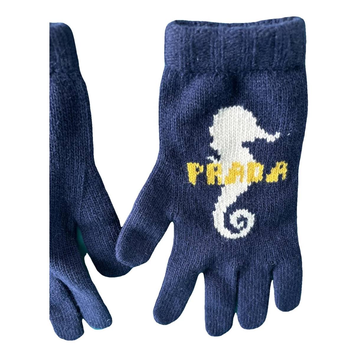 Pre-owned Prada Wool Gloves In Blue