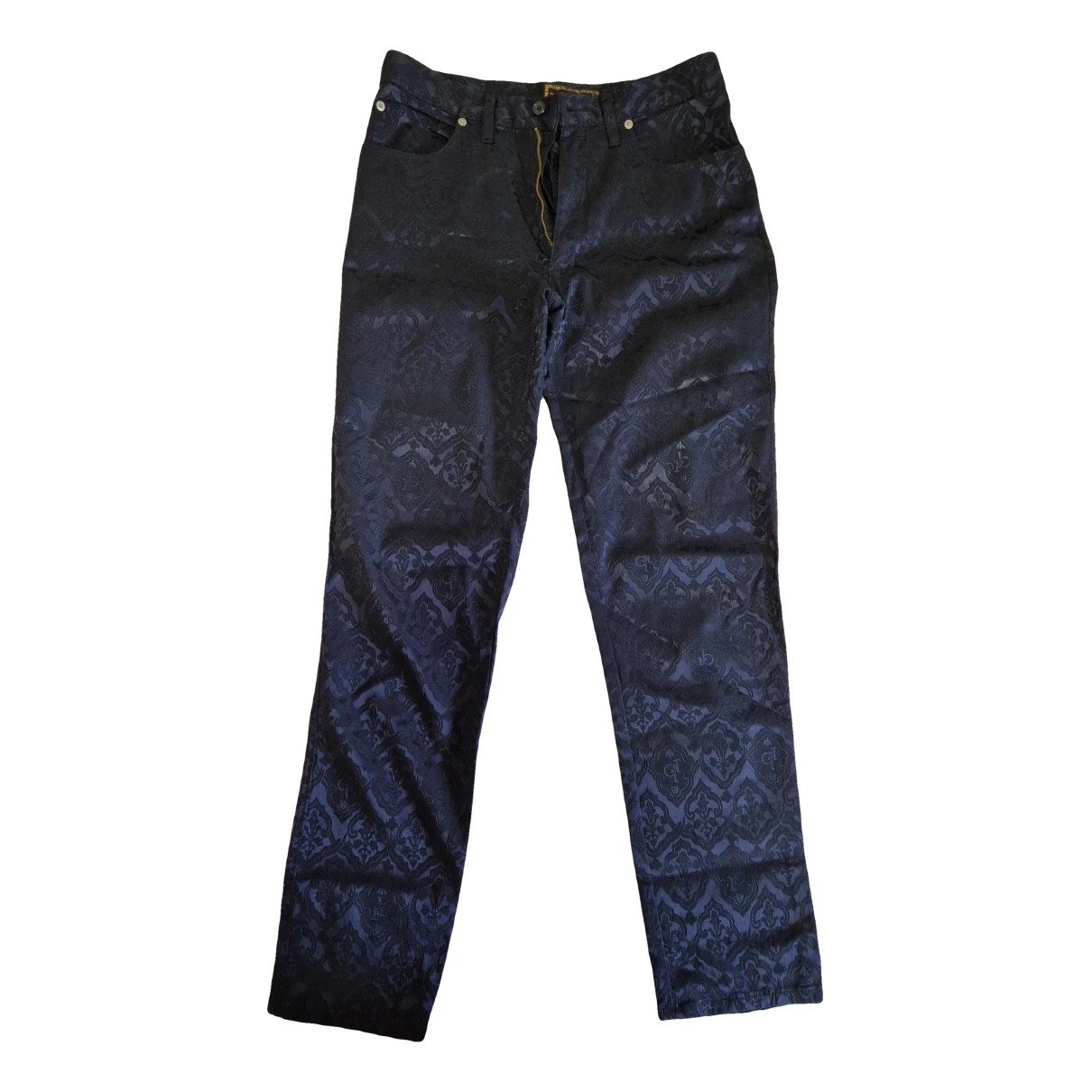 Pre-owned Roccobarocco Straight Pants In Blue
