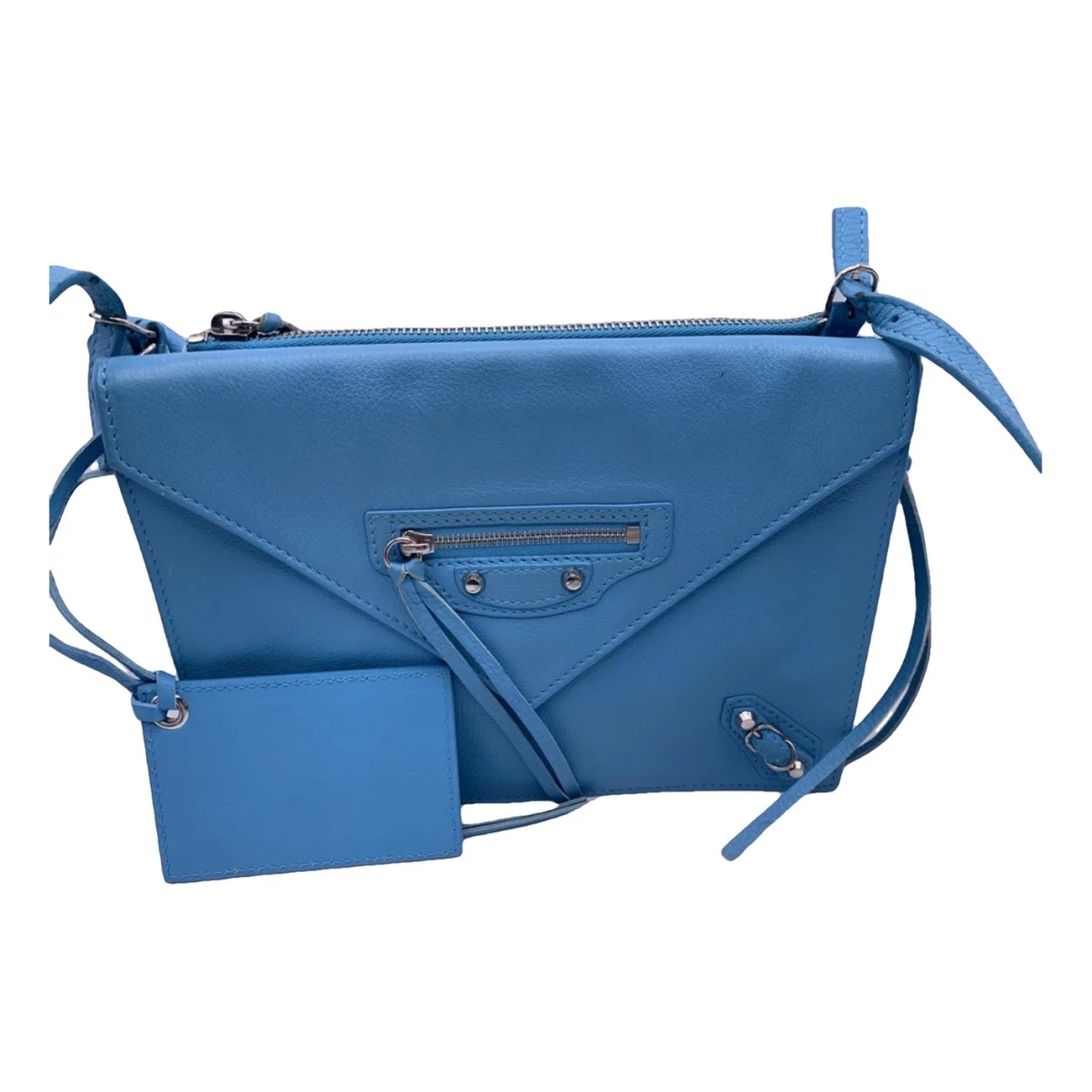 Pre-owned Balenciaga Papier Leather Crossbody Bag In Blue