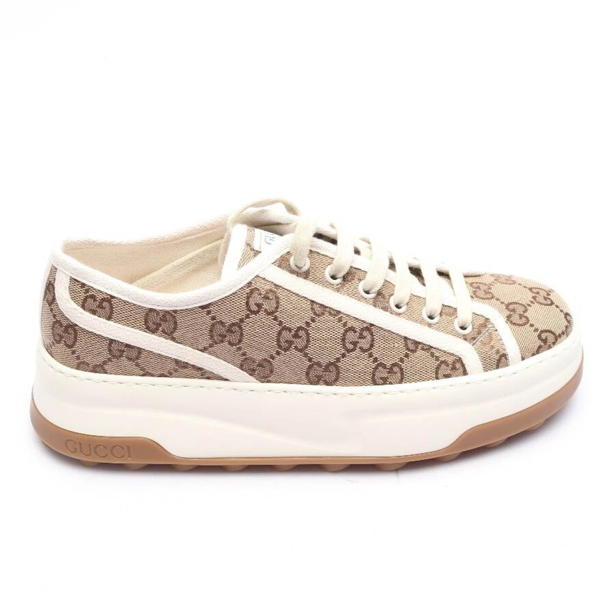 Pre-owned Gucci Cloth Trainers In Brown