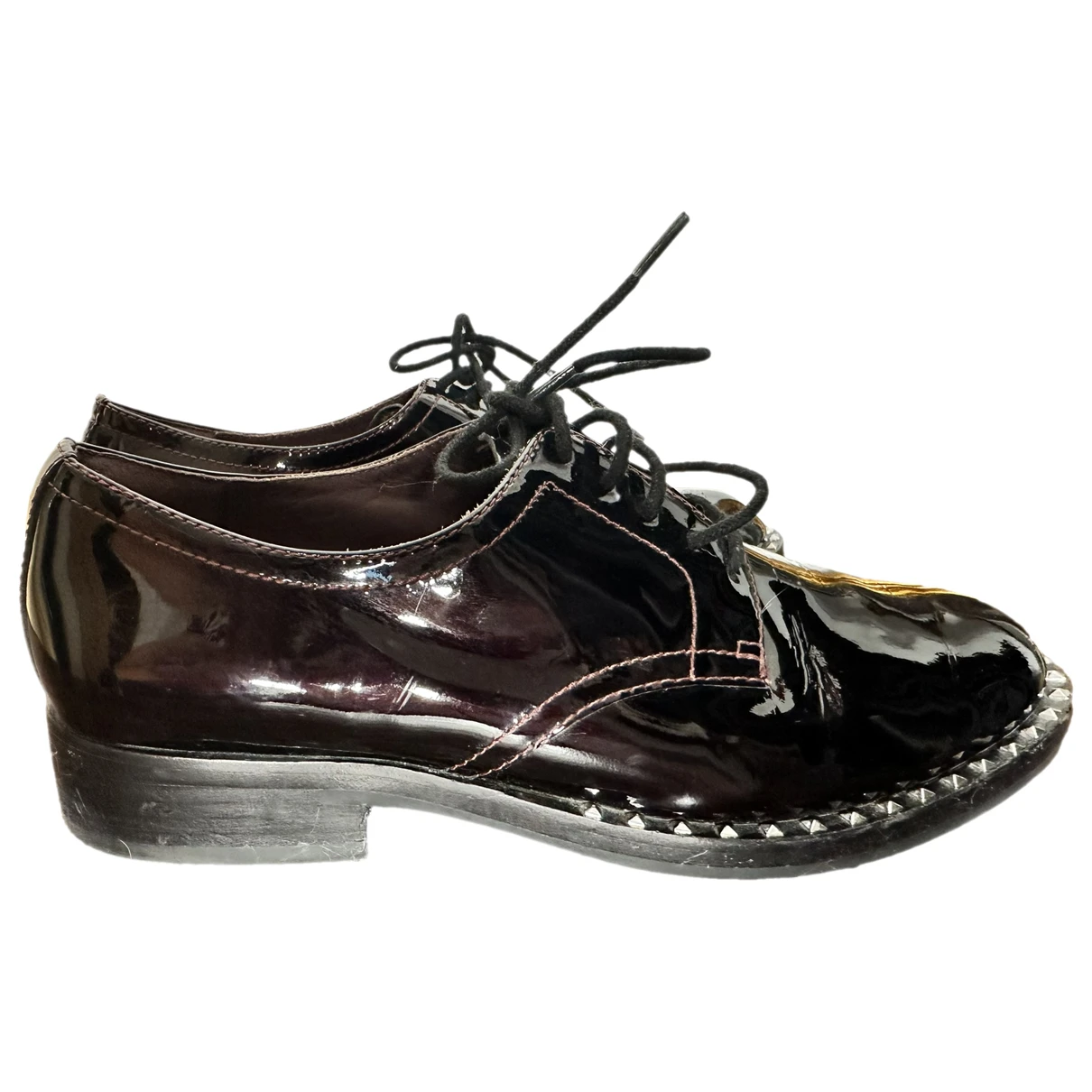 Pre-owned Ash Patent Leather Lace Ups In Burgundy