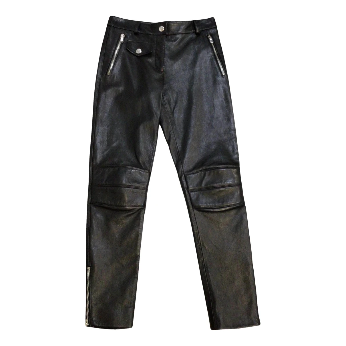 Pre-owned Moschino Leather Trousers In Black