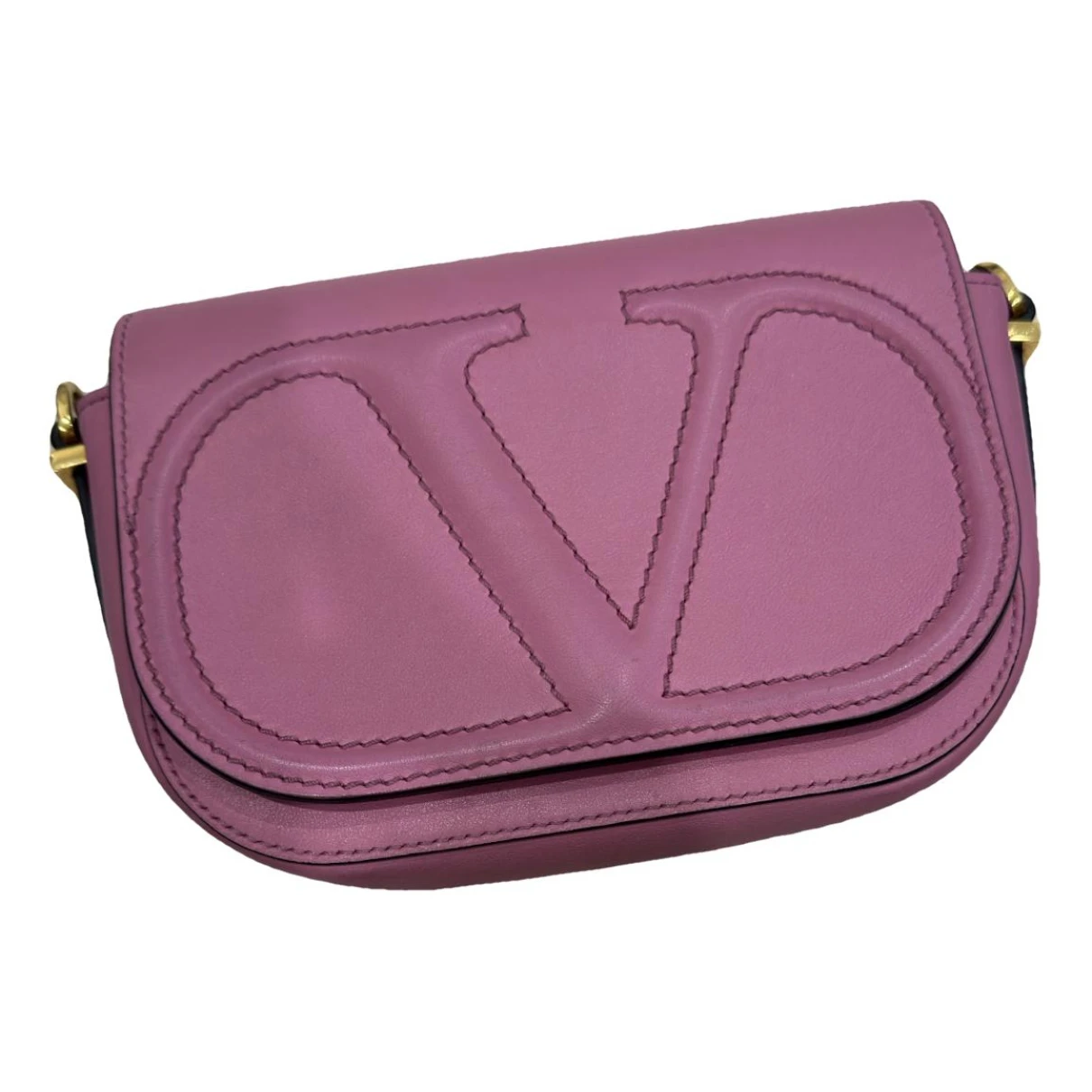 Pre-owned Valentino Garavani Vlogo Leather Backpack In Pink