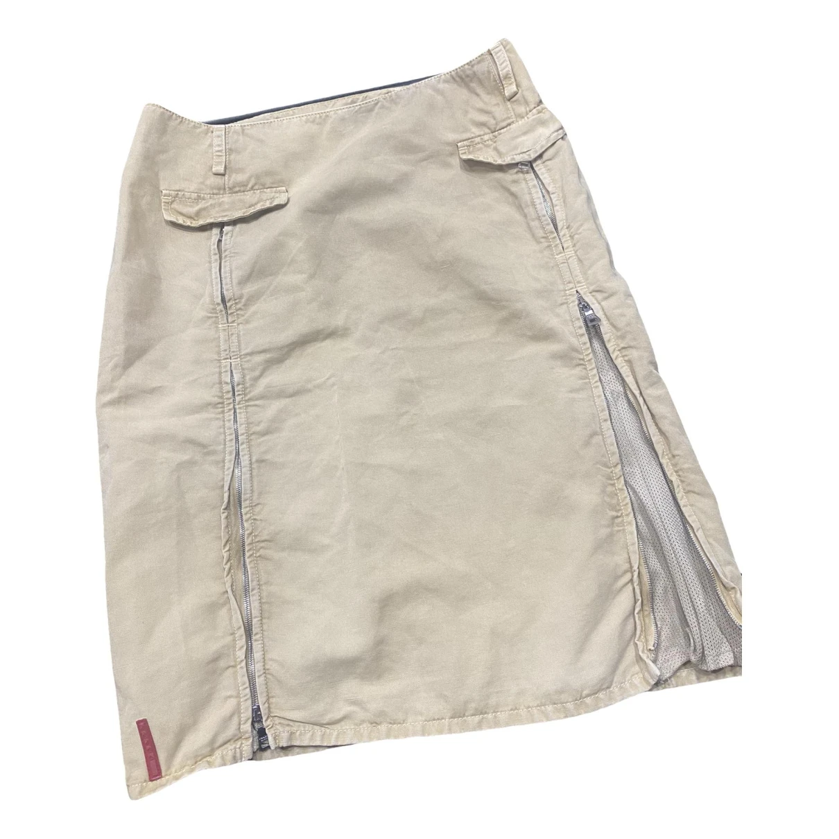 Pre-owned Prada Linen Mid-length Skirt In Beige