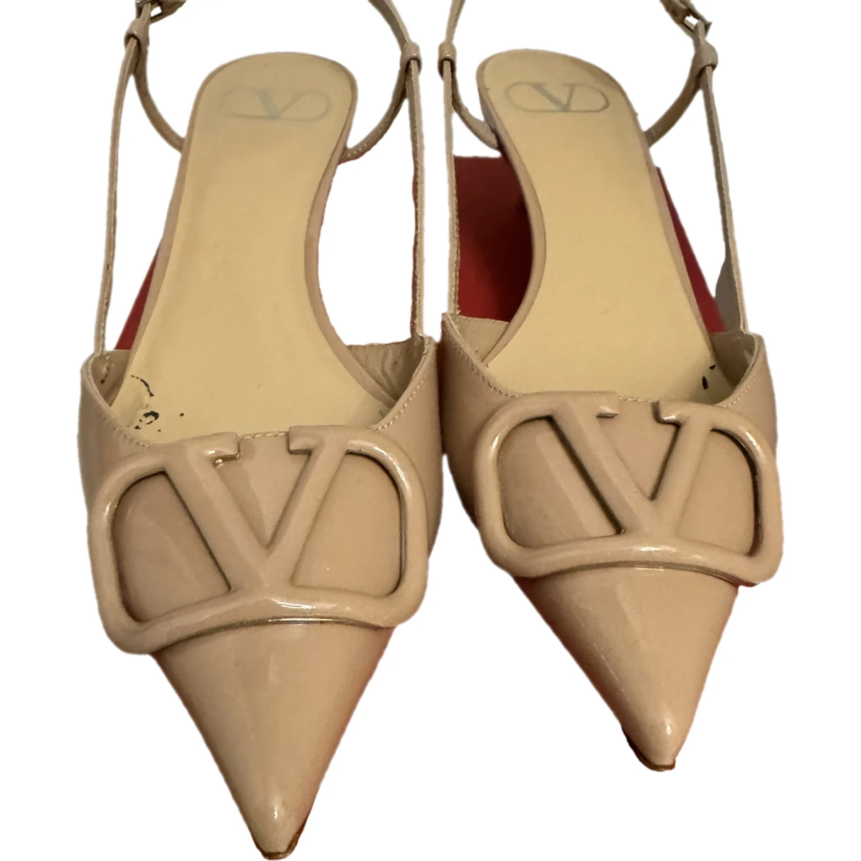 Pre-owned Valentino Garavani Patent Leather Mules & Clogs In Beige